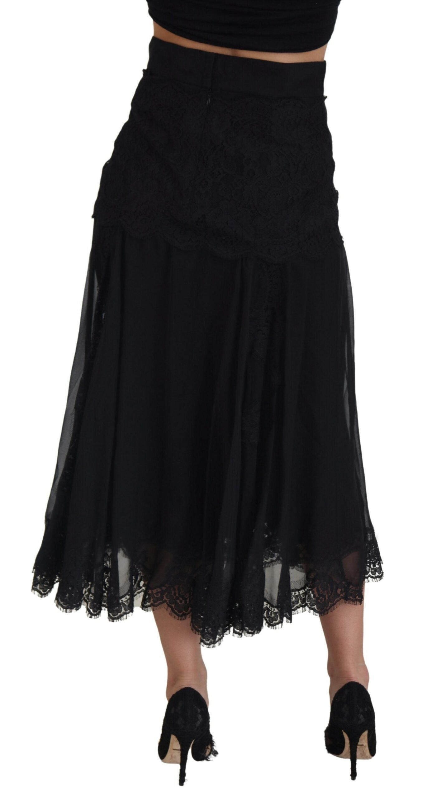 Dolce & Gabbana Elegant High-Waist Midi Silk-Blend Women's Skirt