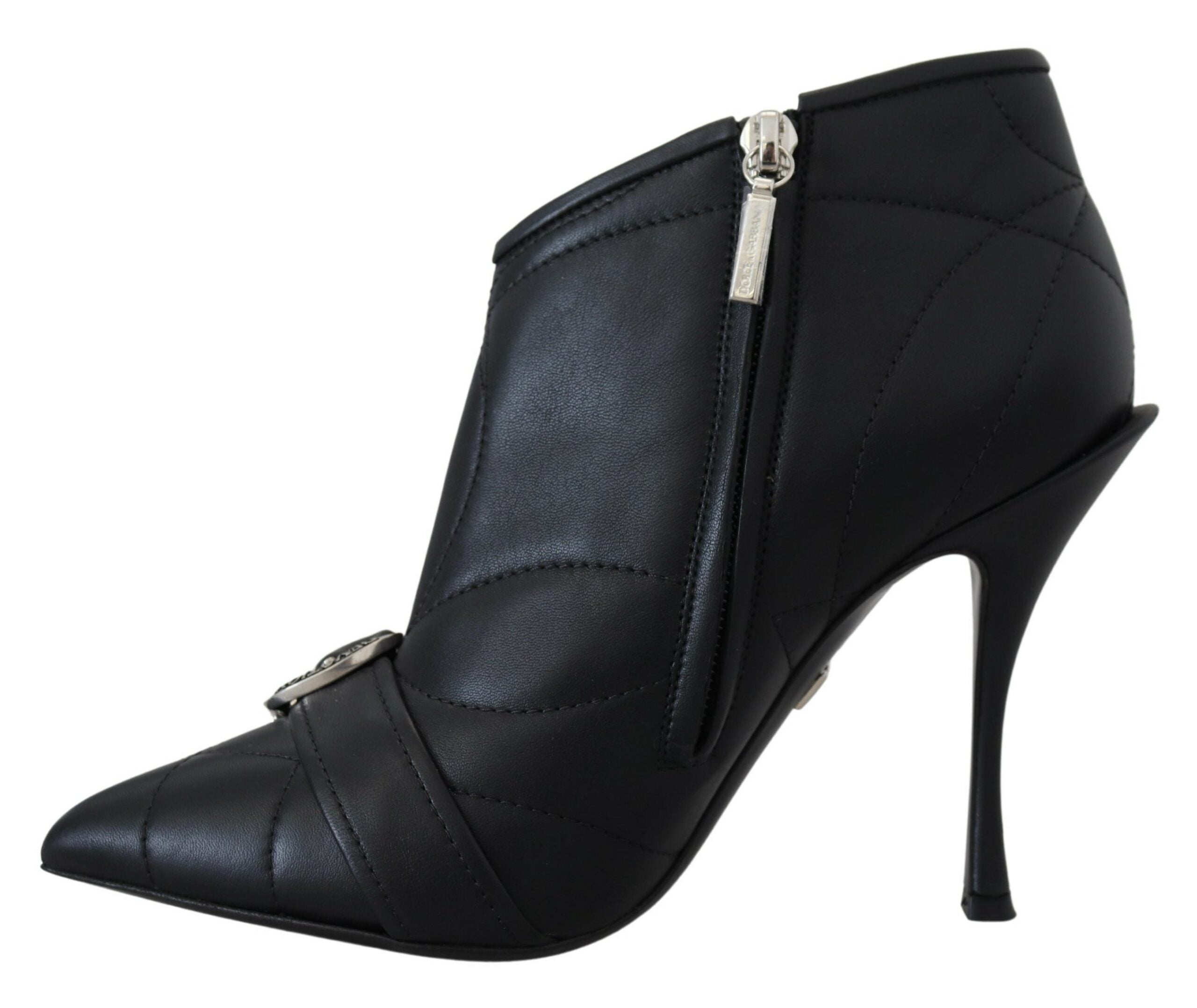 Dolce & Gabbana Black Devotion Quilted Buckled Ankle Boots Women's Shoes