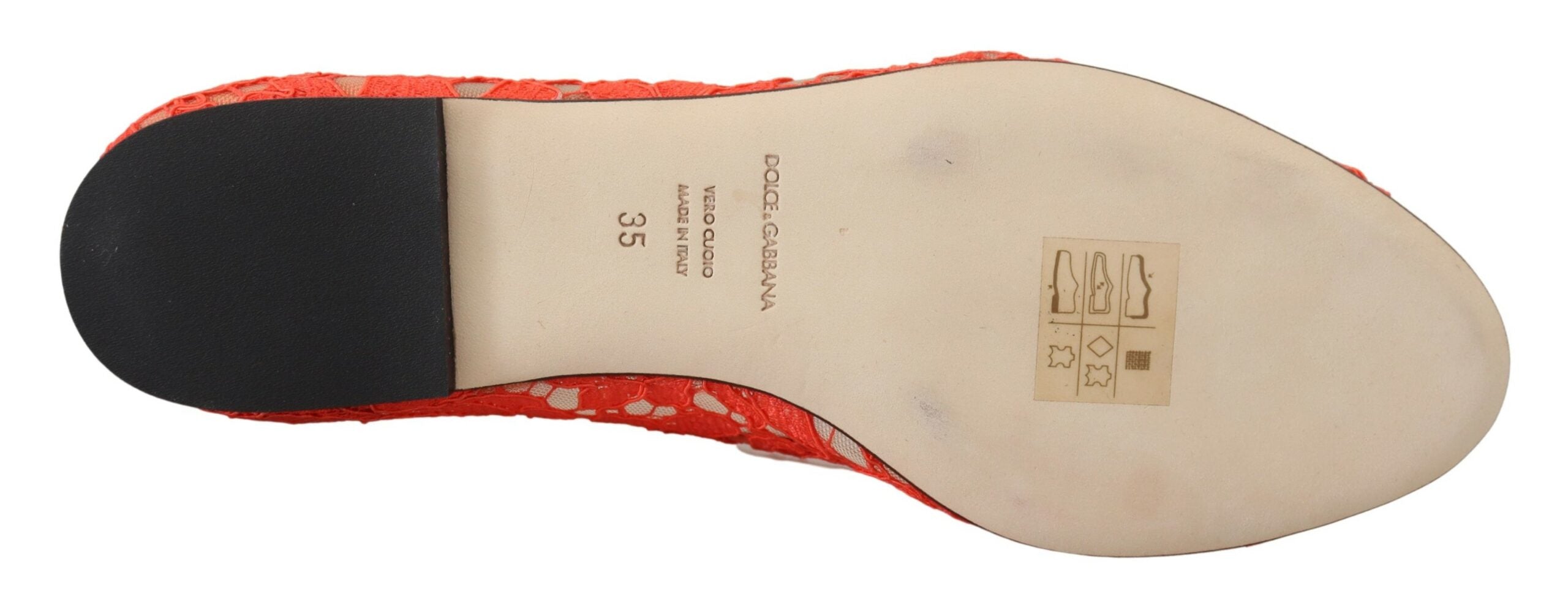 Dolce & Gabbana Elegant Lace Vally Flats in Coral Women's Red