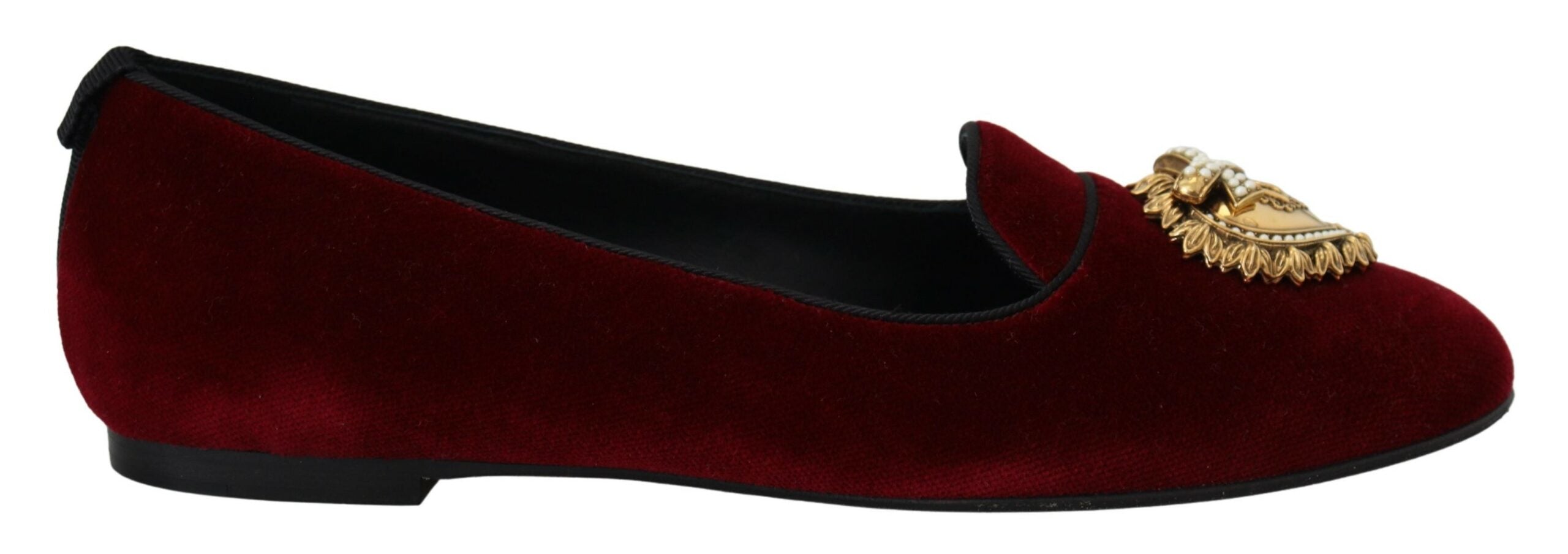 Dolce & Gabbana Bordeaux Velvet Slip-On Loafers Flats Women's Shoes