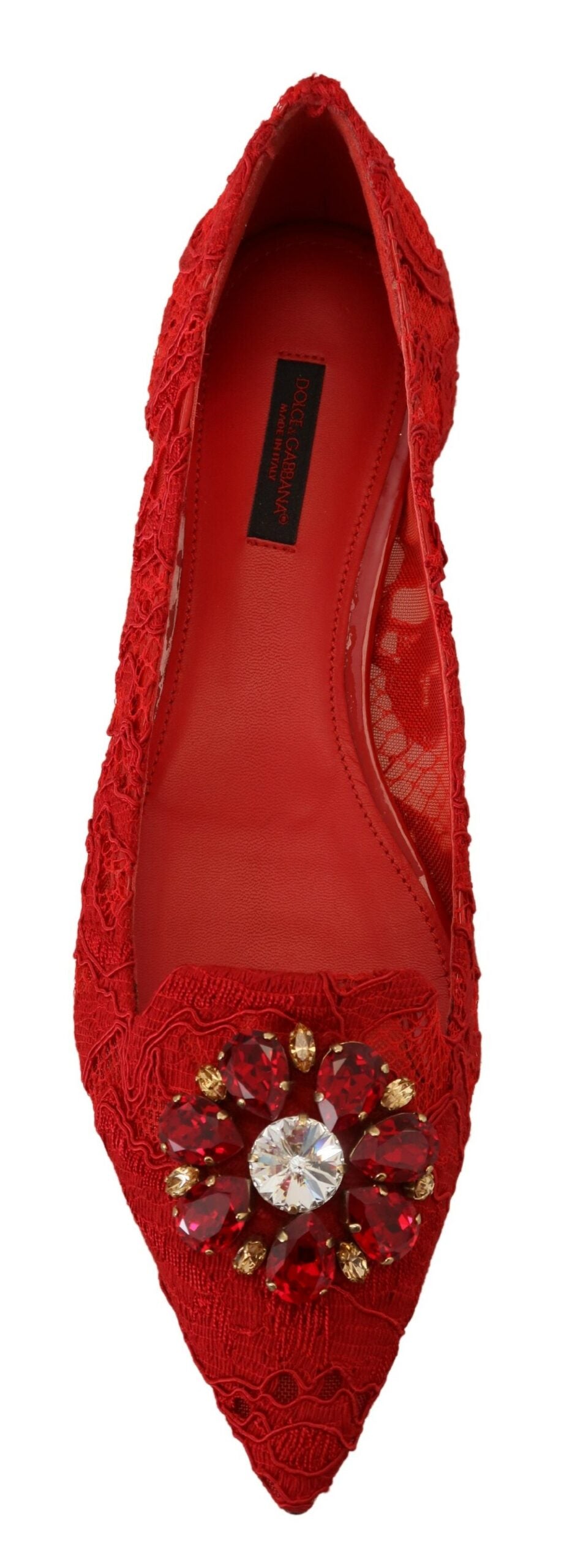 Dolce & Gabbana Red Taormina Crystals Loafers Flats Women's Shoes