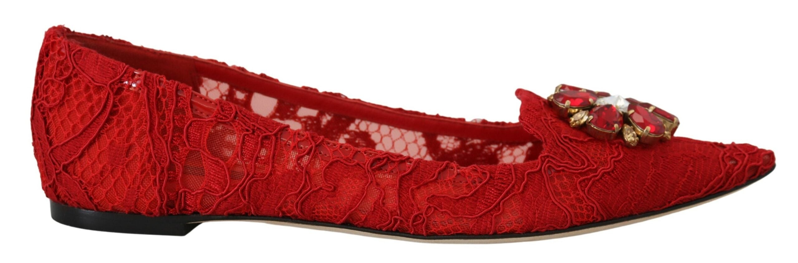 Dolce & Gabbana Red Taormina Crystals Loafers Flats Women's Shoes