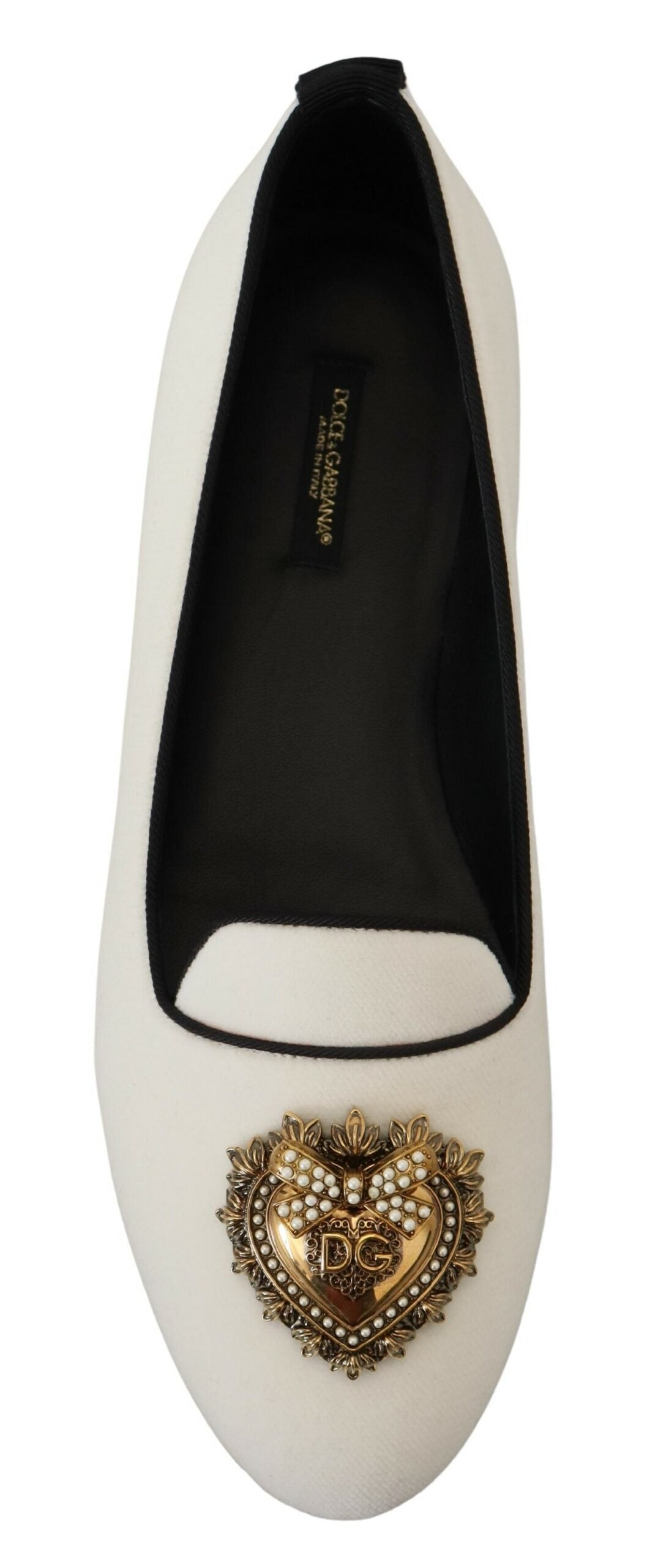 Dolce & Gabbana White Velvet Slip Ons Loafers Flats Women's Shoes