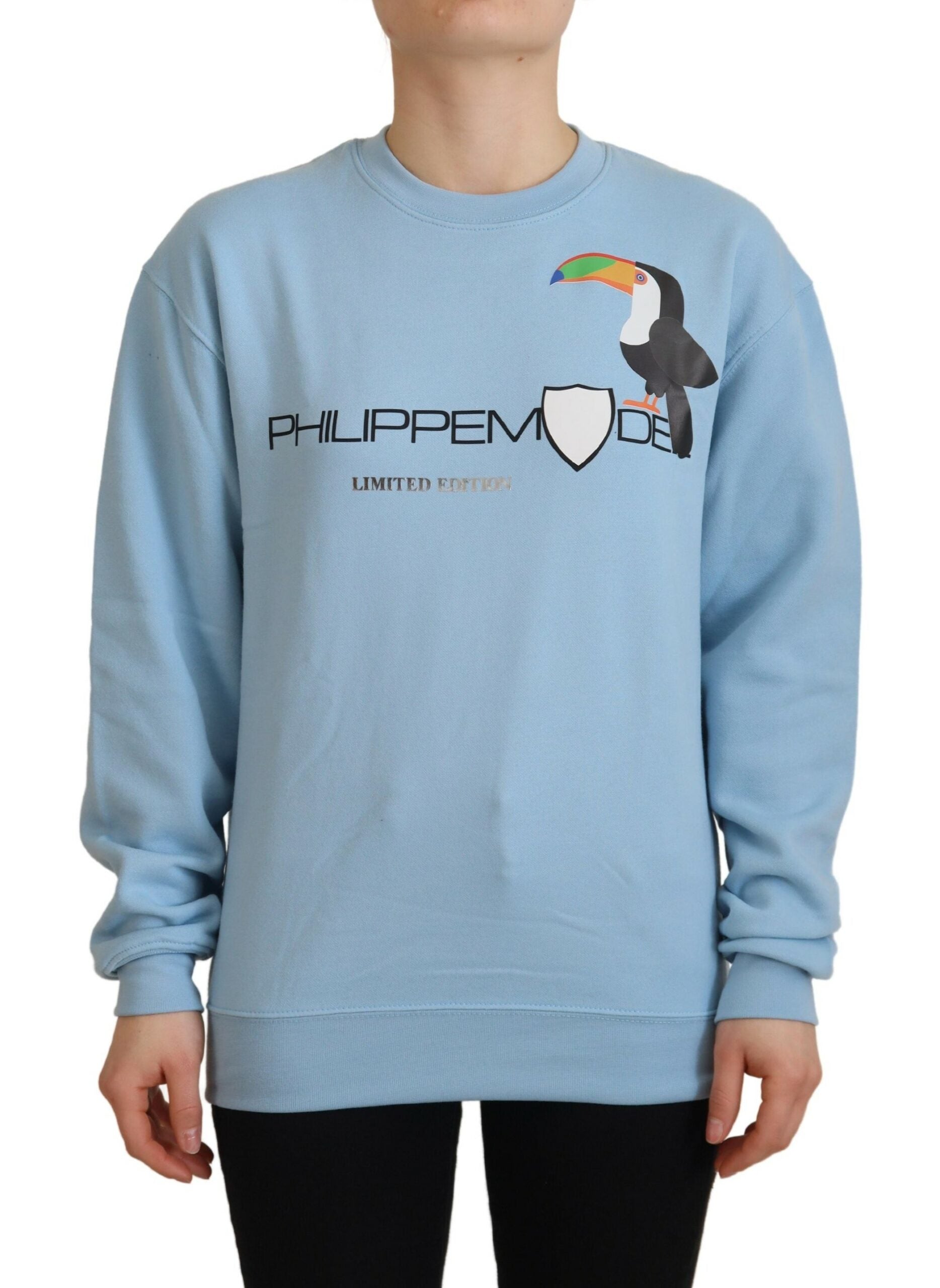 Philippe Model Light Blue Logo Printed Long Sleeves Women's Sweater