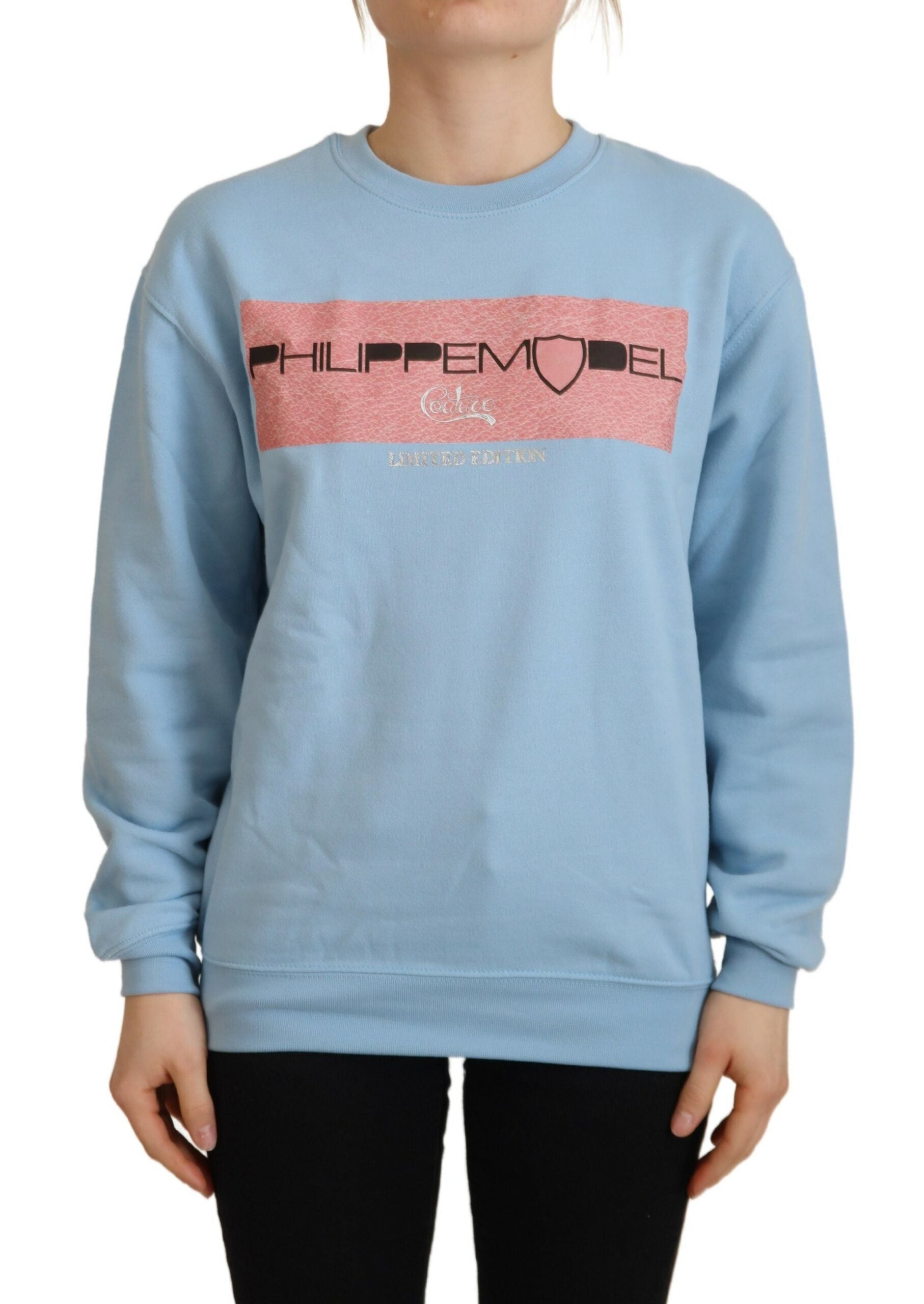 Philippe Model Light Blue Logo Printed Long Sleeves Women's Sweater