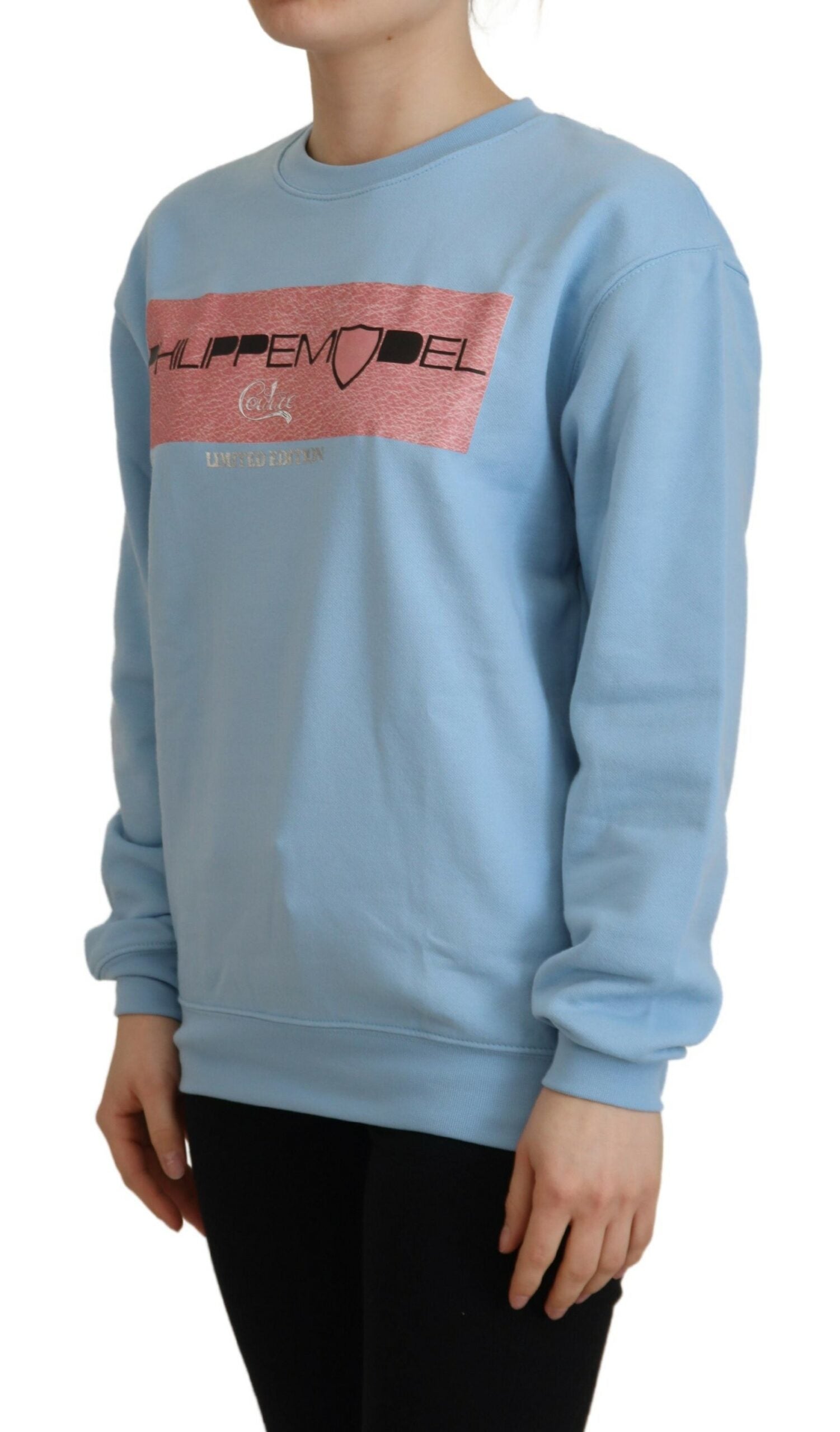 Philippe Model Light Blue Logo Printed Long Sleeves Women's Sweater