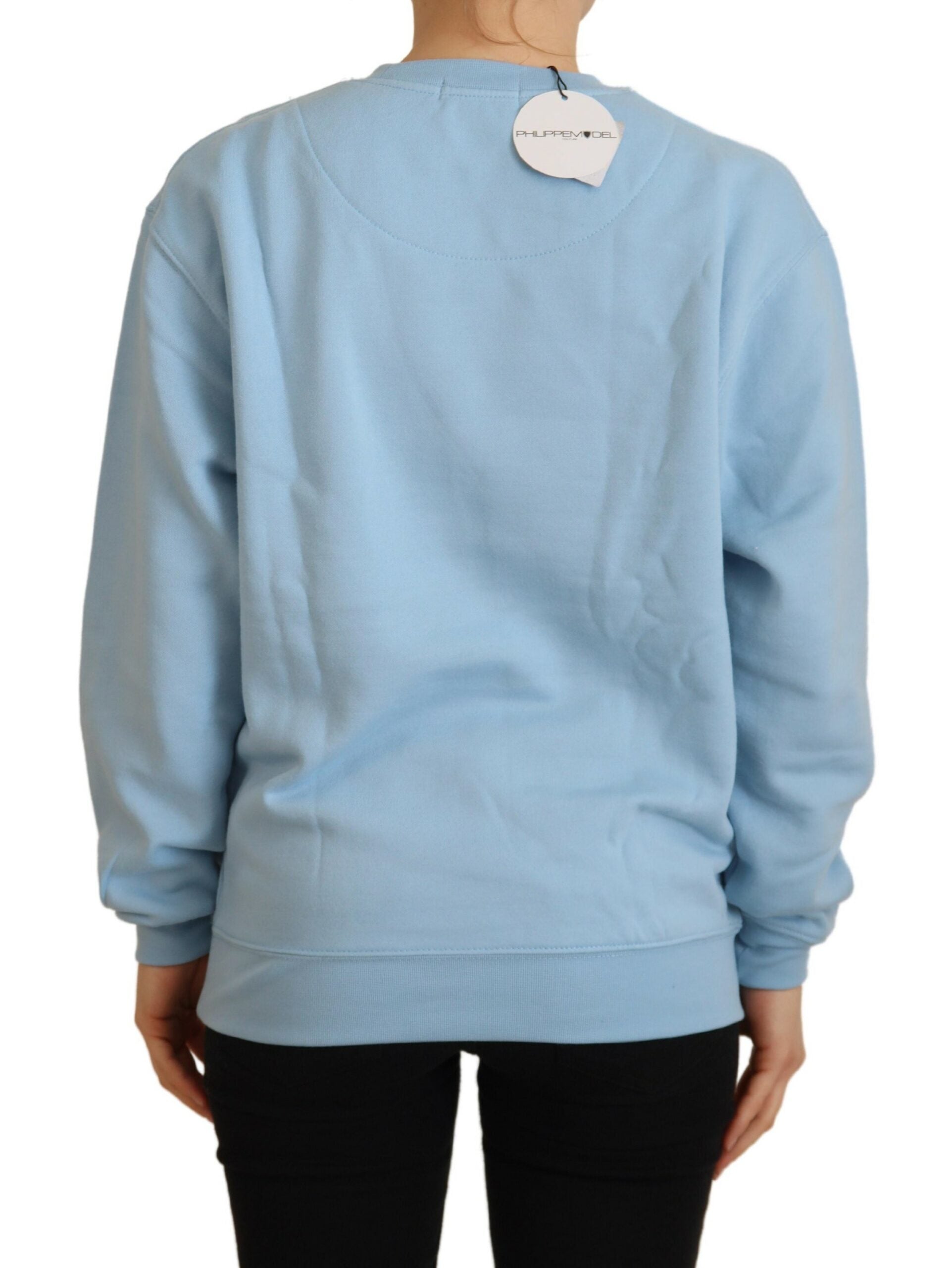 Philippe Model Light Blue Logo Printed Long Sleeves Women's Sweater