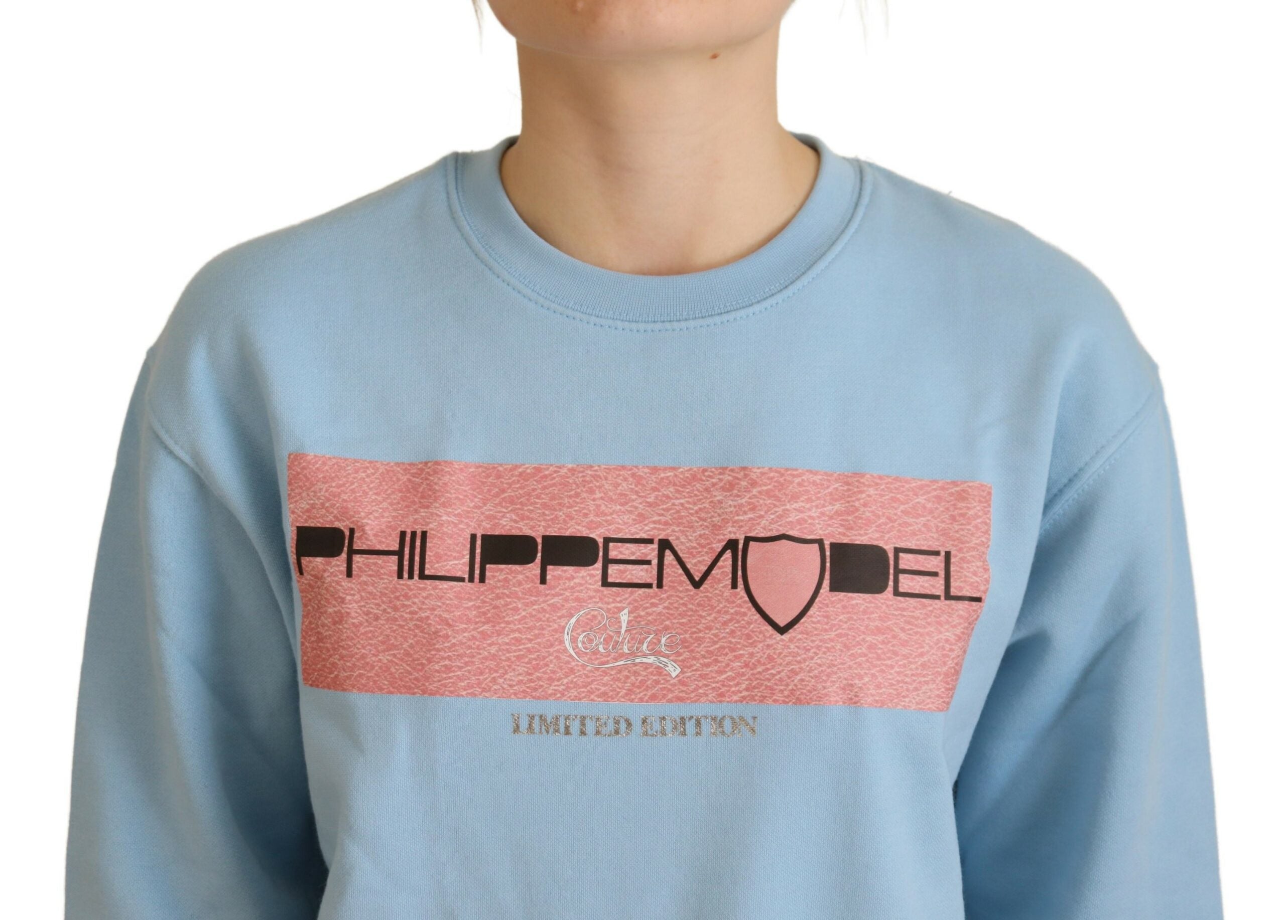 Philippe Model Light Blue Logo Printed Long Sleeves Women's Sweater