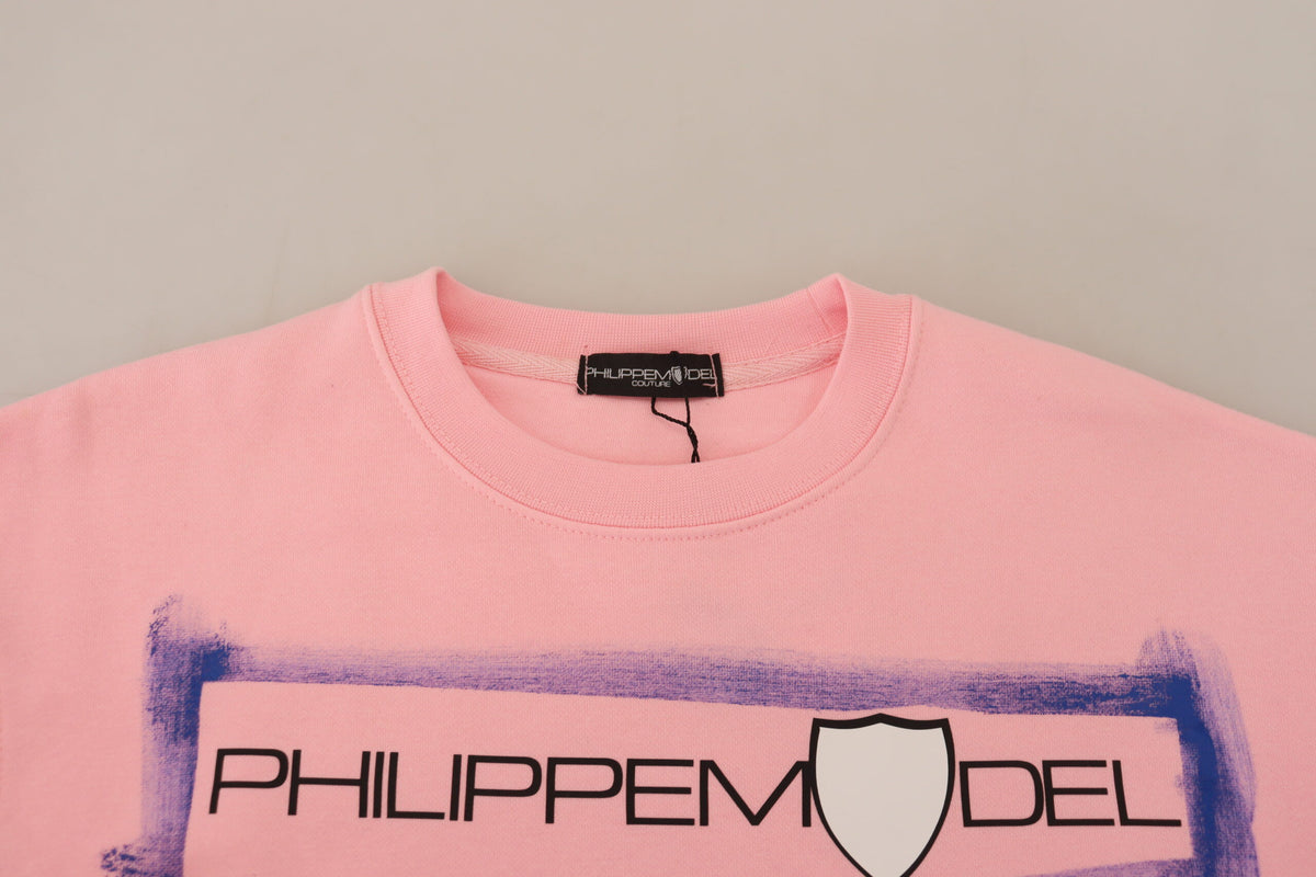 Philippe Model Pink Printed Long Sleeves Pullover Women's Sweater