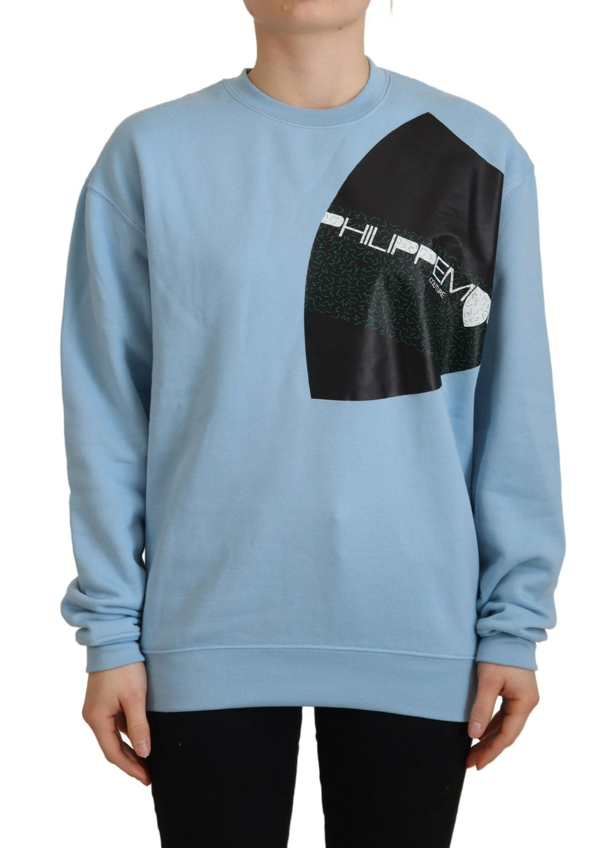 Philippe Model Light Blue Logo Printed Long Sleeves Women's Sweater