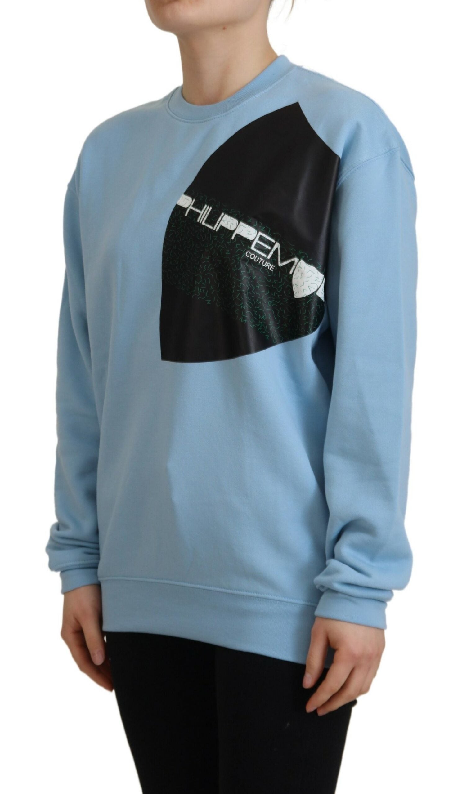 Philippe Model Light Blue Logo Printed Long Sleeves Women's Sweater