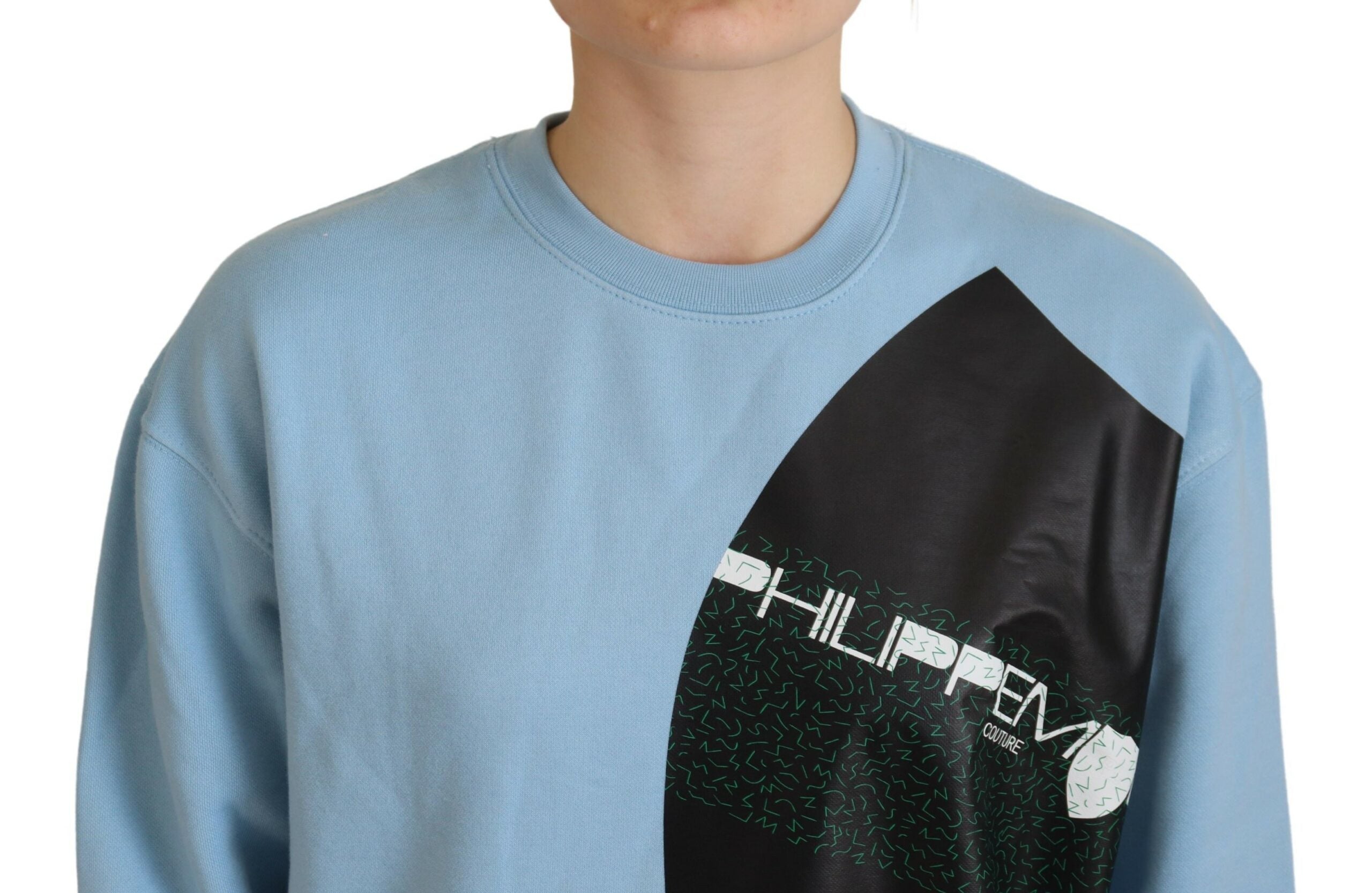 Philippe Model Light Blue Logo Printed Long Sleeves Women's Sweater