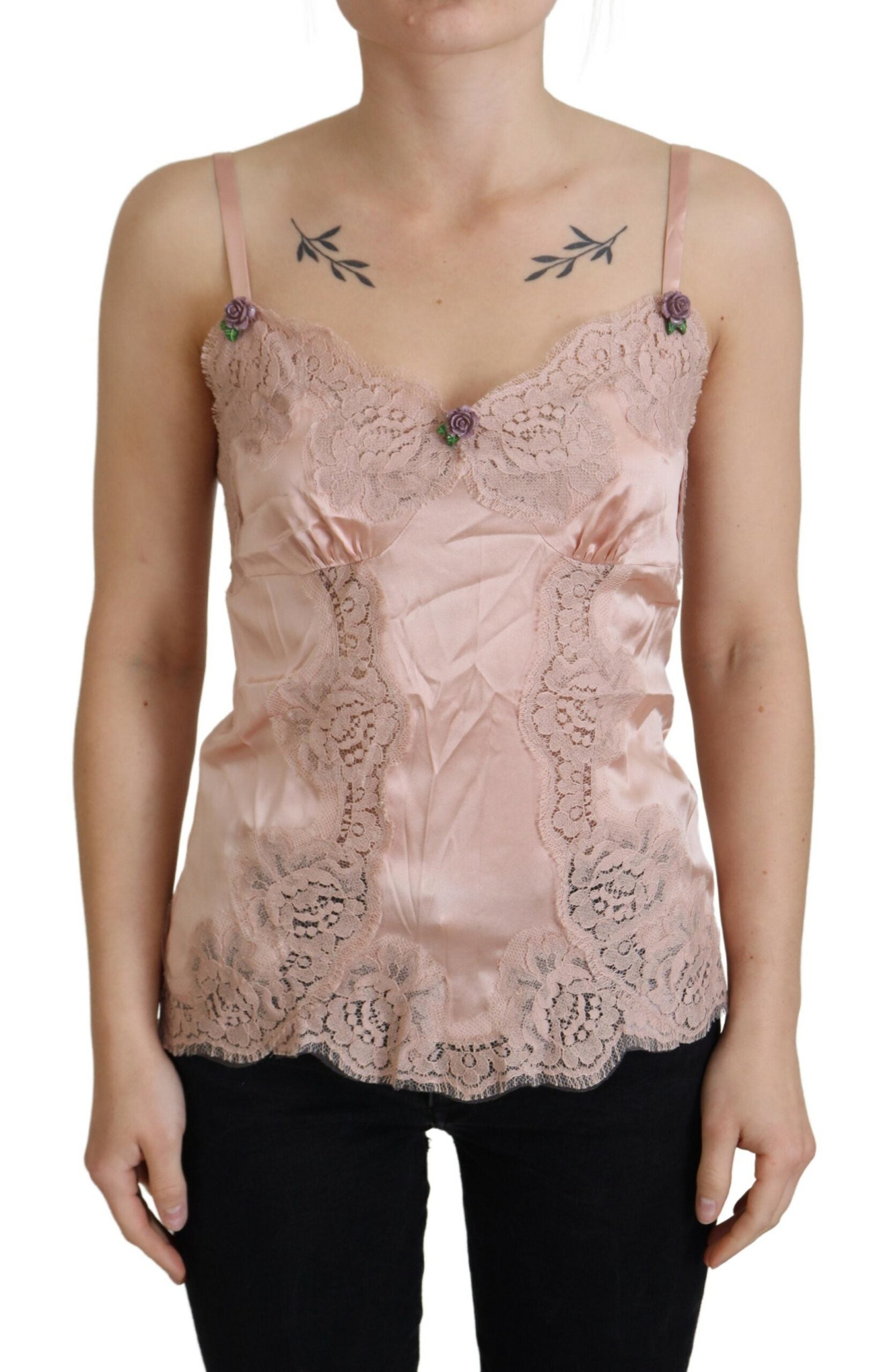 Dolce & Gabbana Elegant Pink Silk Lingerie Women's Top