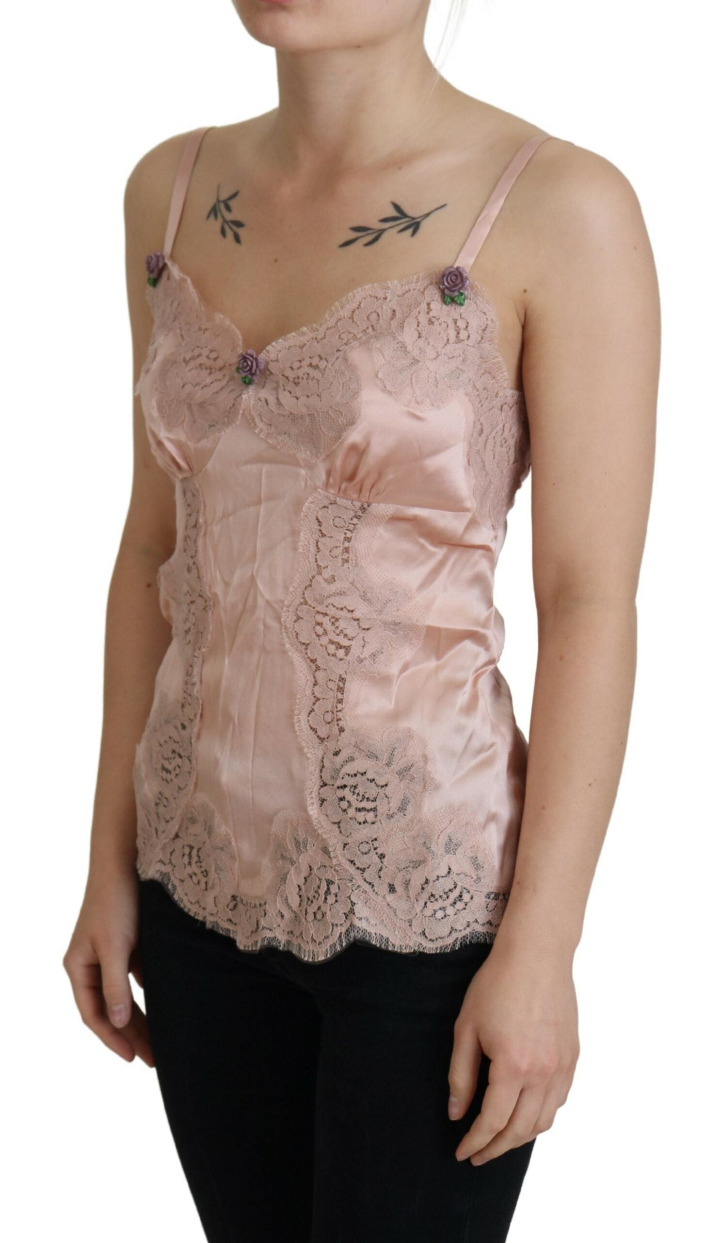Dolce & Gabbana Elegant Pink Silk Lingerie Women's Top
