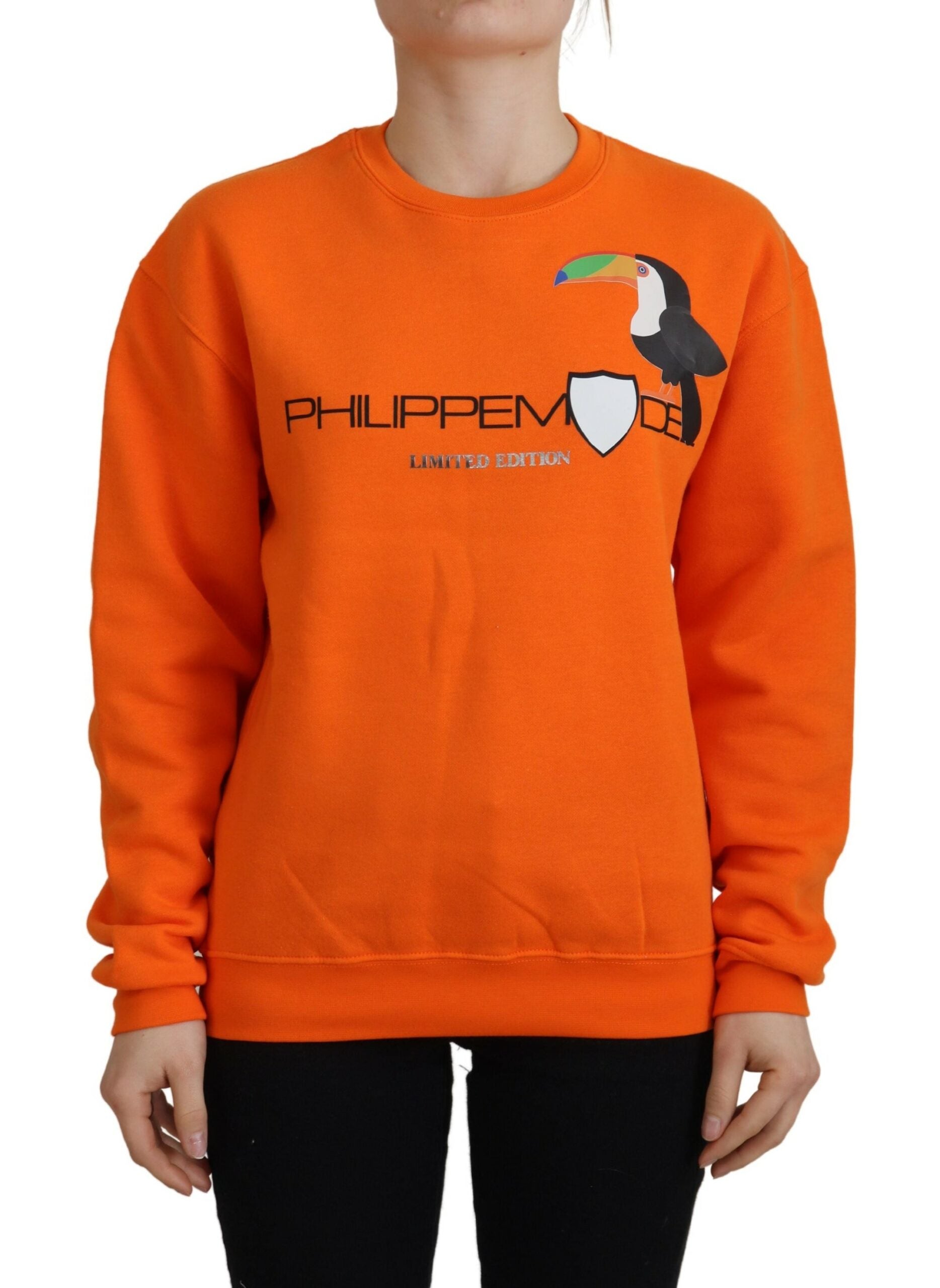 Philippe Model Orange Printed Long Sleeves Pullover Women's Sweater