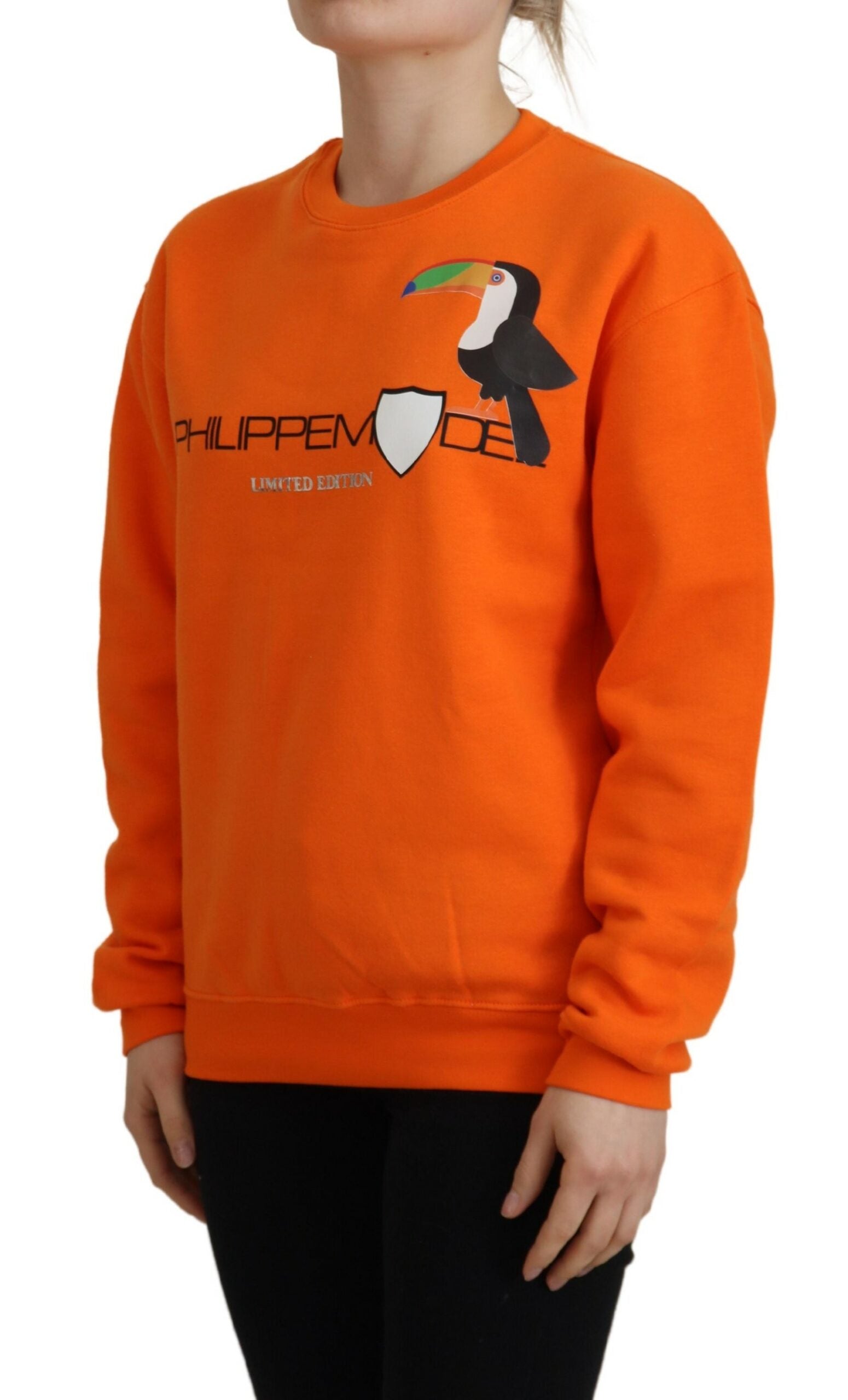 Philippe Model Orange Printed Long Sleeves Pullover Women's Sweater