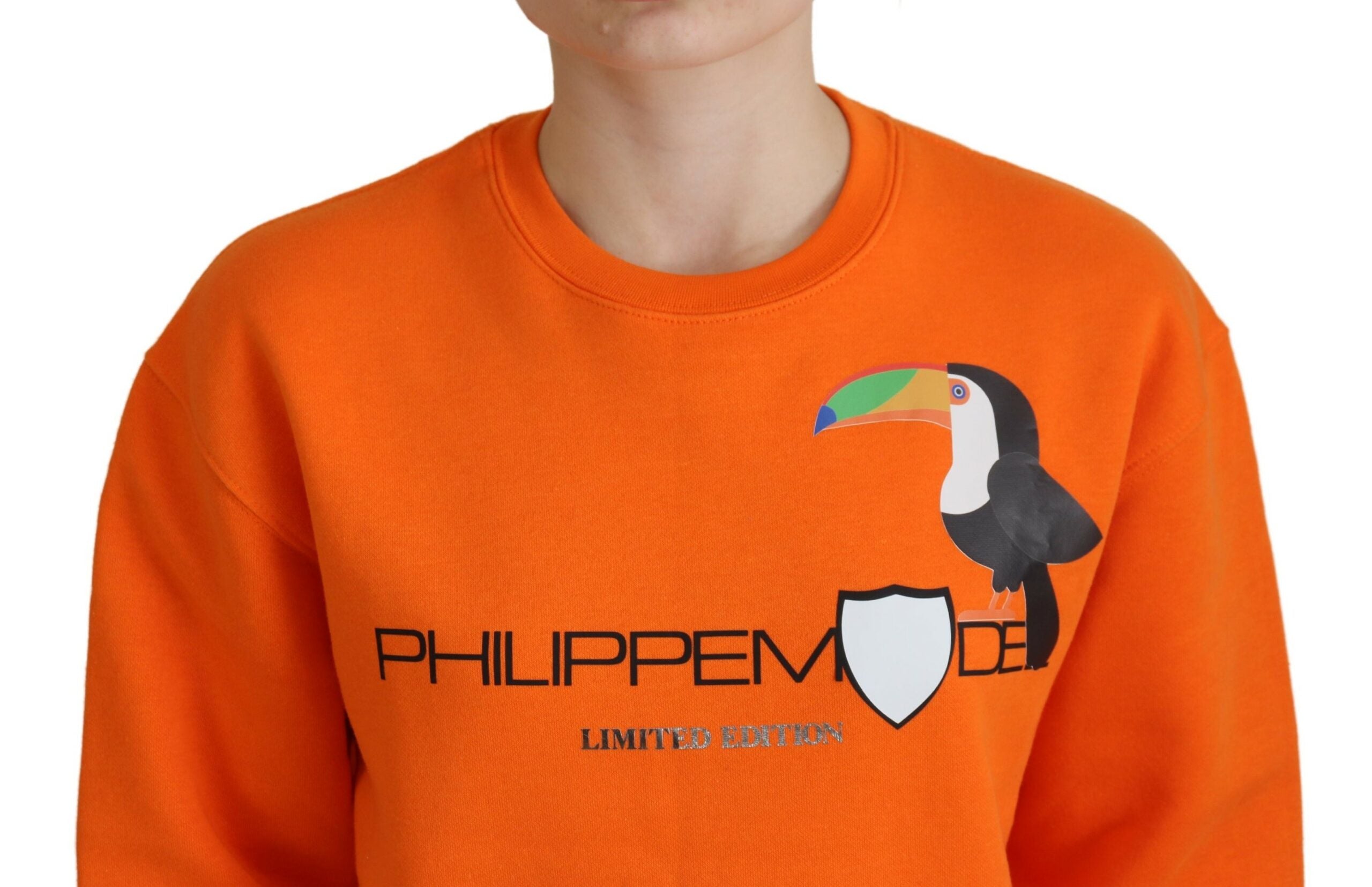 Philippe Model Orange Printed Long Sleeves Pullover Women's Sweater