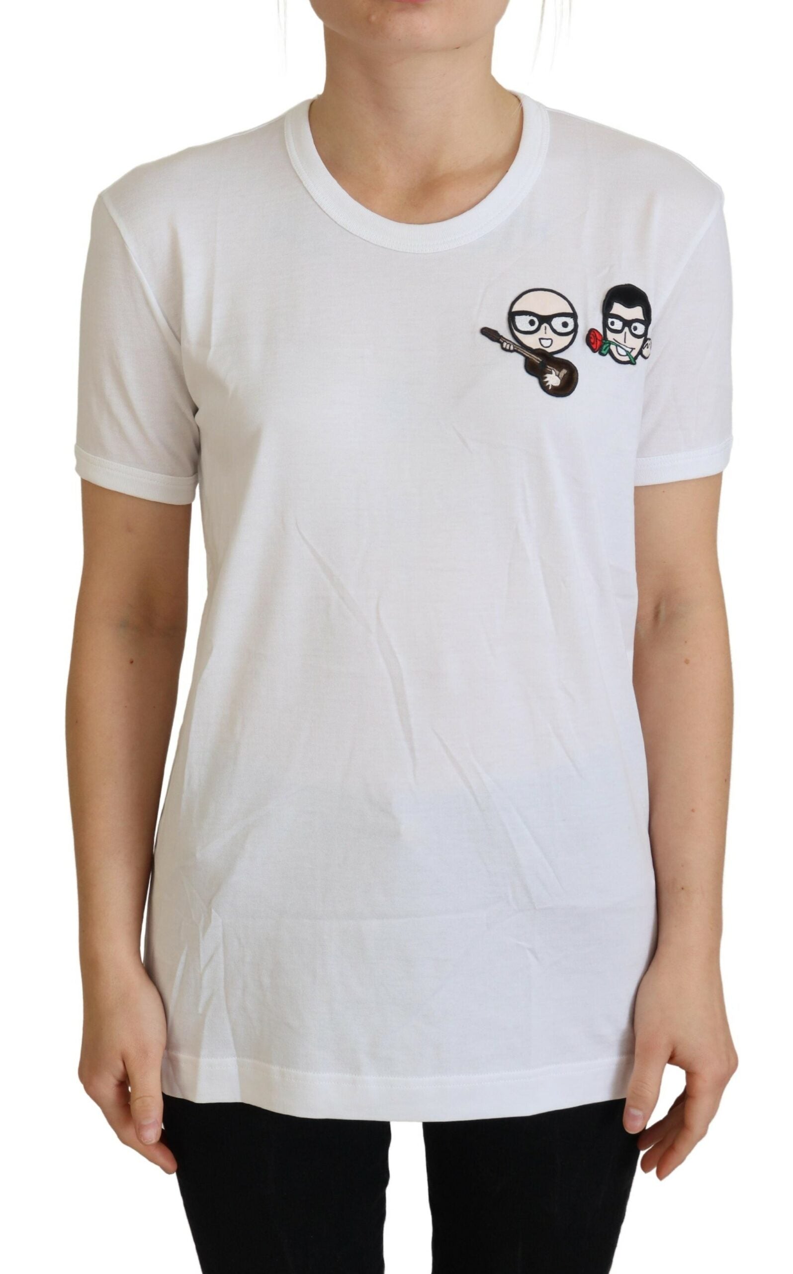 Dolce & Gabbana White #dgfamily Crewneck Cotton Women's T-shirt