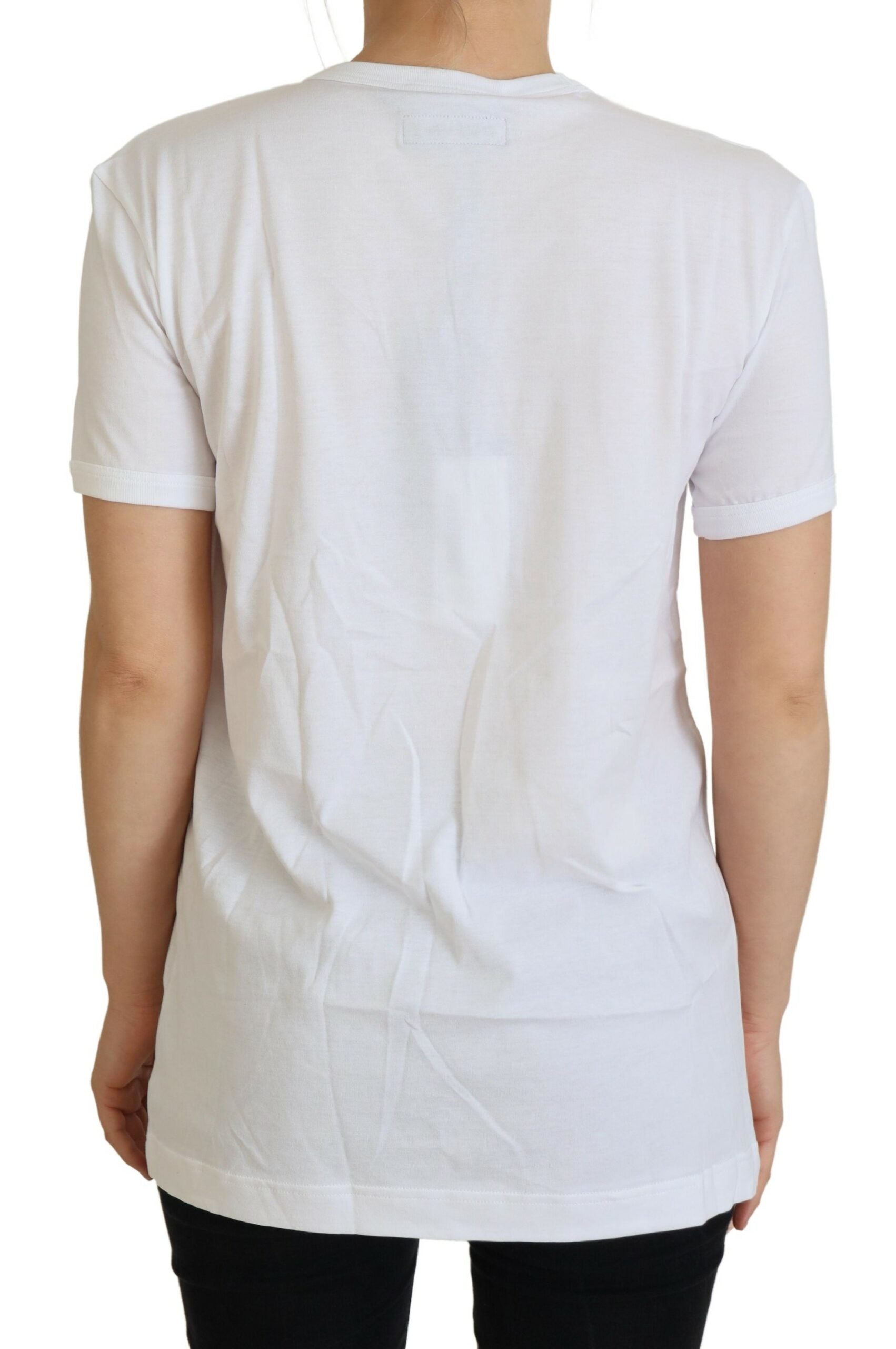 Dolce & Gabbana White #dgfamily Crewneck Cotton Women's T-shirt