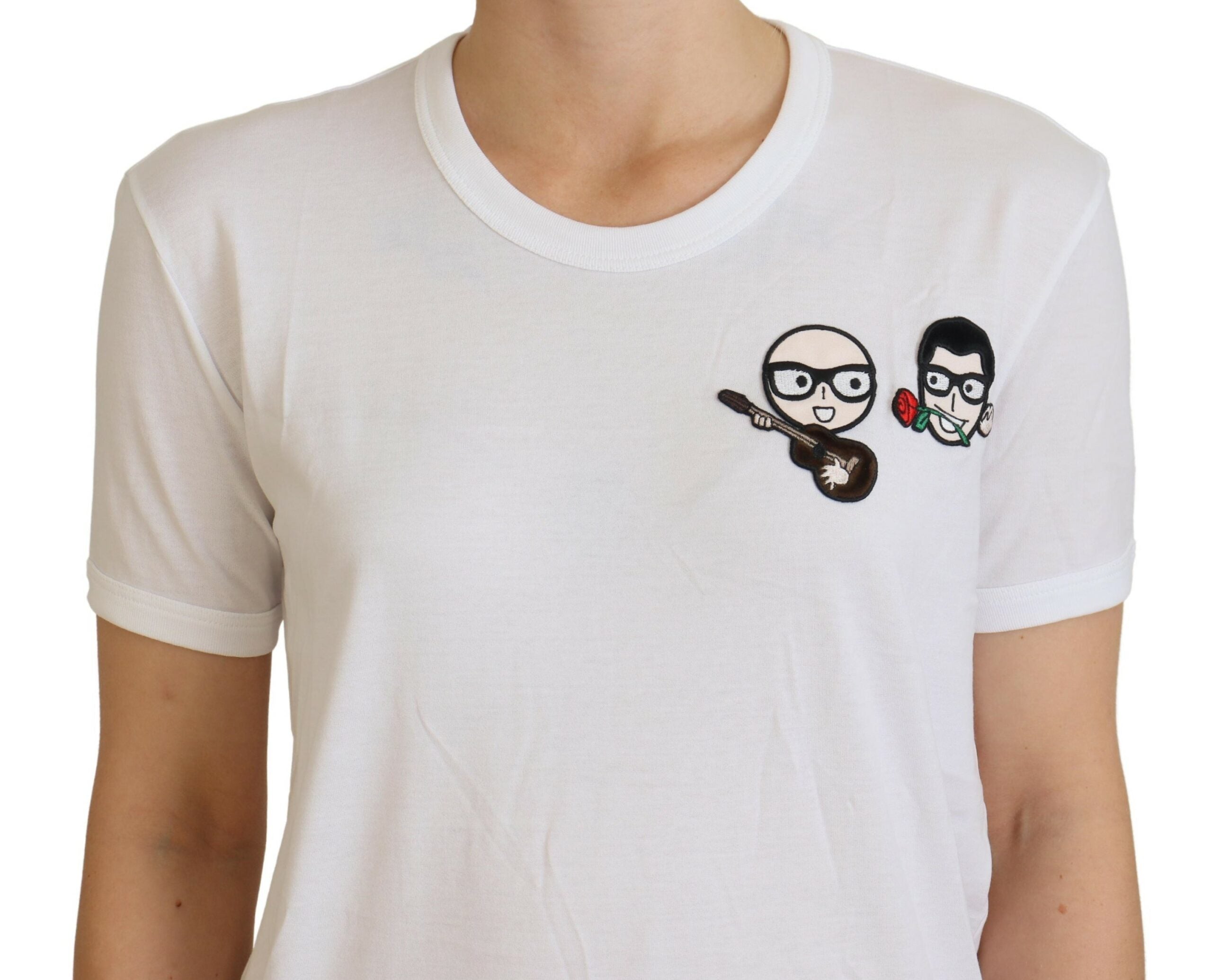 Dolce & Gabbana White #dgfamily Crewneck Cotton Women's T-shirt