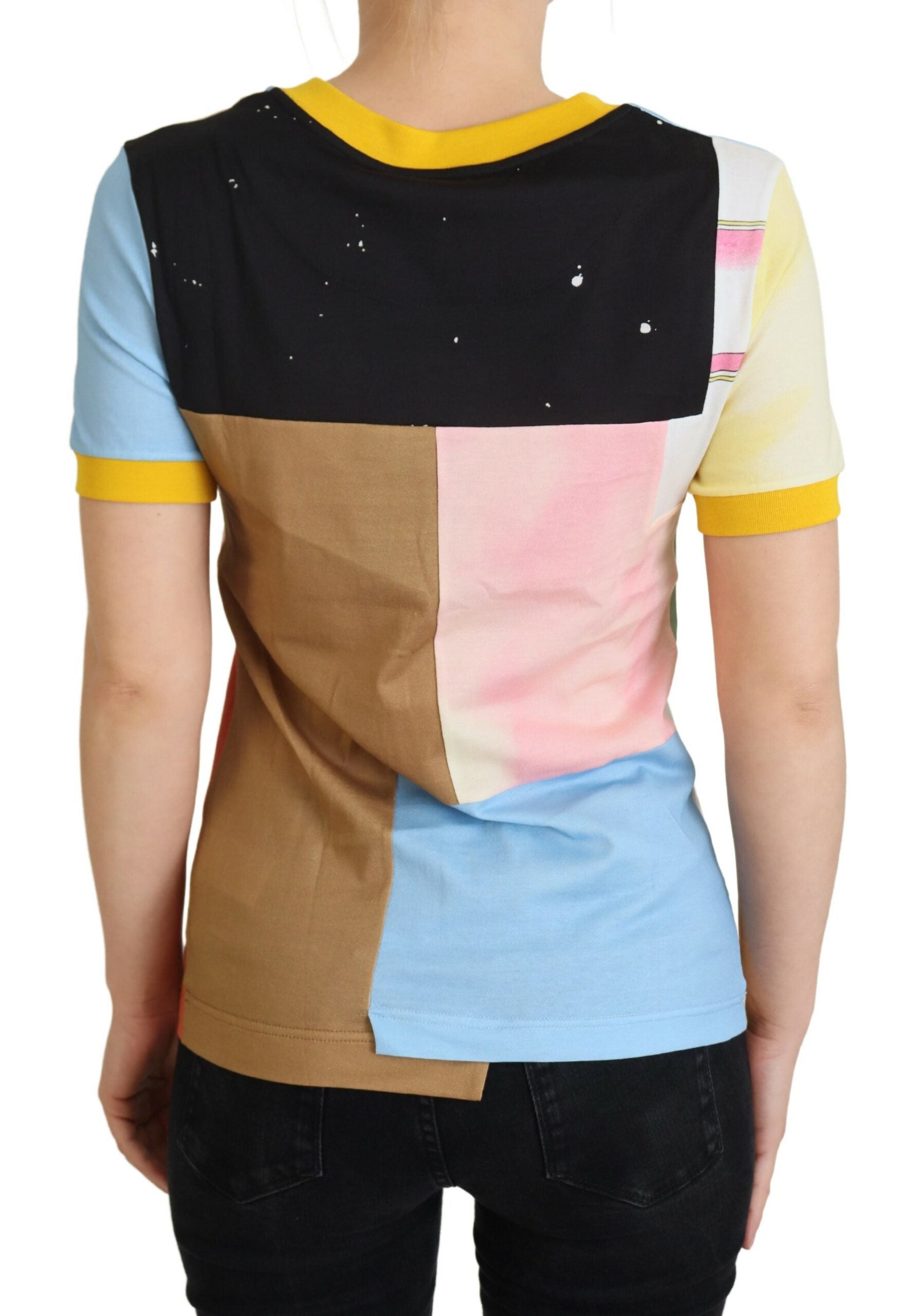 Dolce & Gabbana Patchwork Print Cotton Crewneck Women's Tee