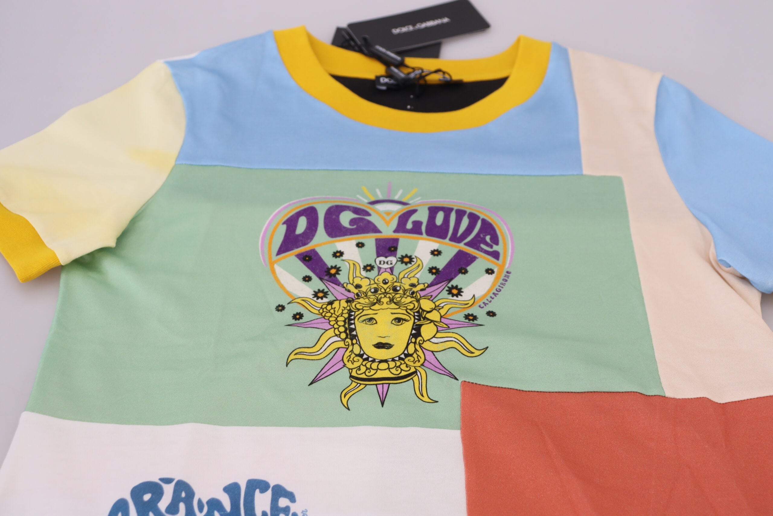 Dolce & Gabbana Patchwork Print Cotton Crewneck Women's Tee