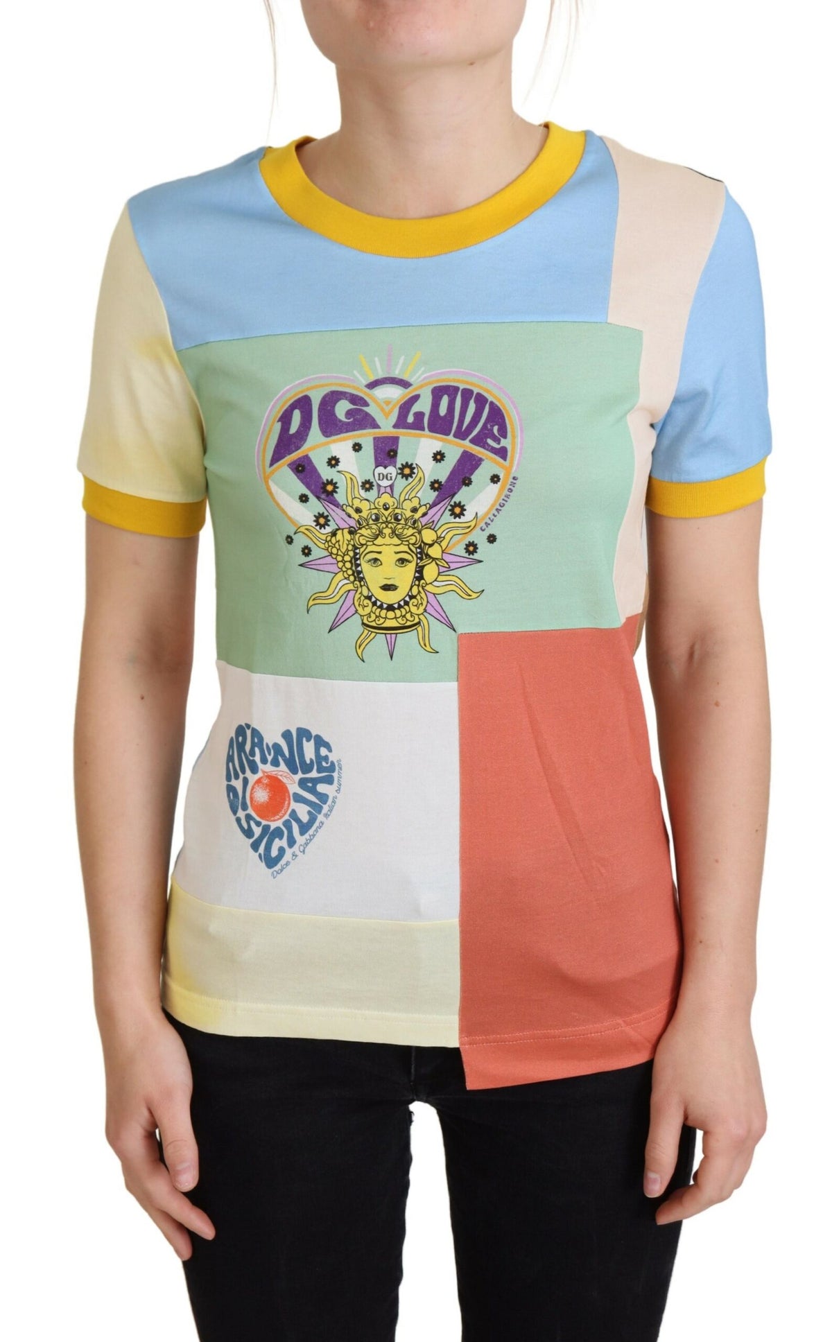 Dolce & Gabbana Multicolor Cotton DG Love Women's Patchwork
