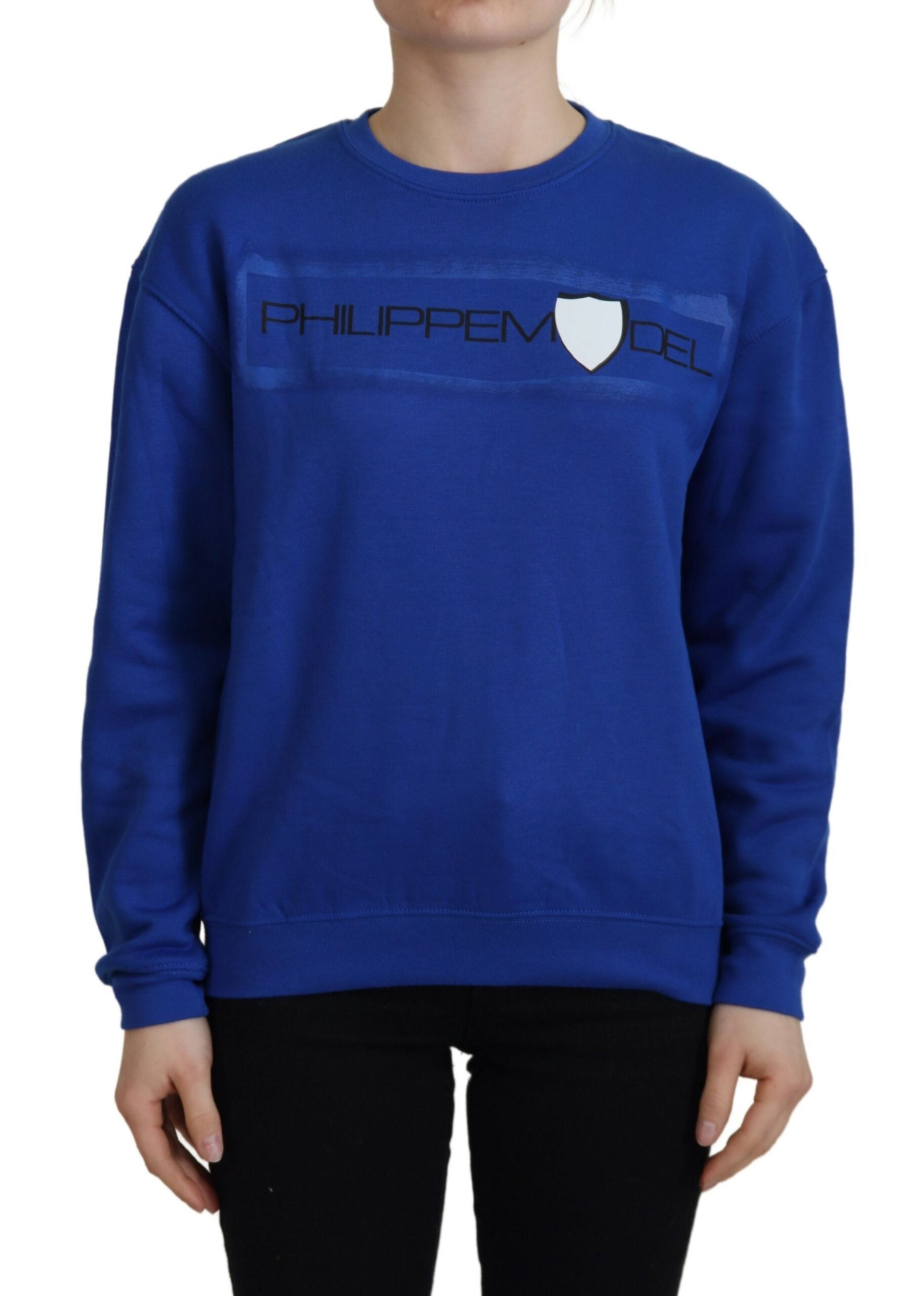 Philippe Model Blue Printed Long Sleeves Pullover Women's Sweater
