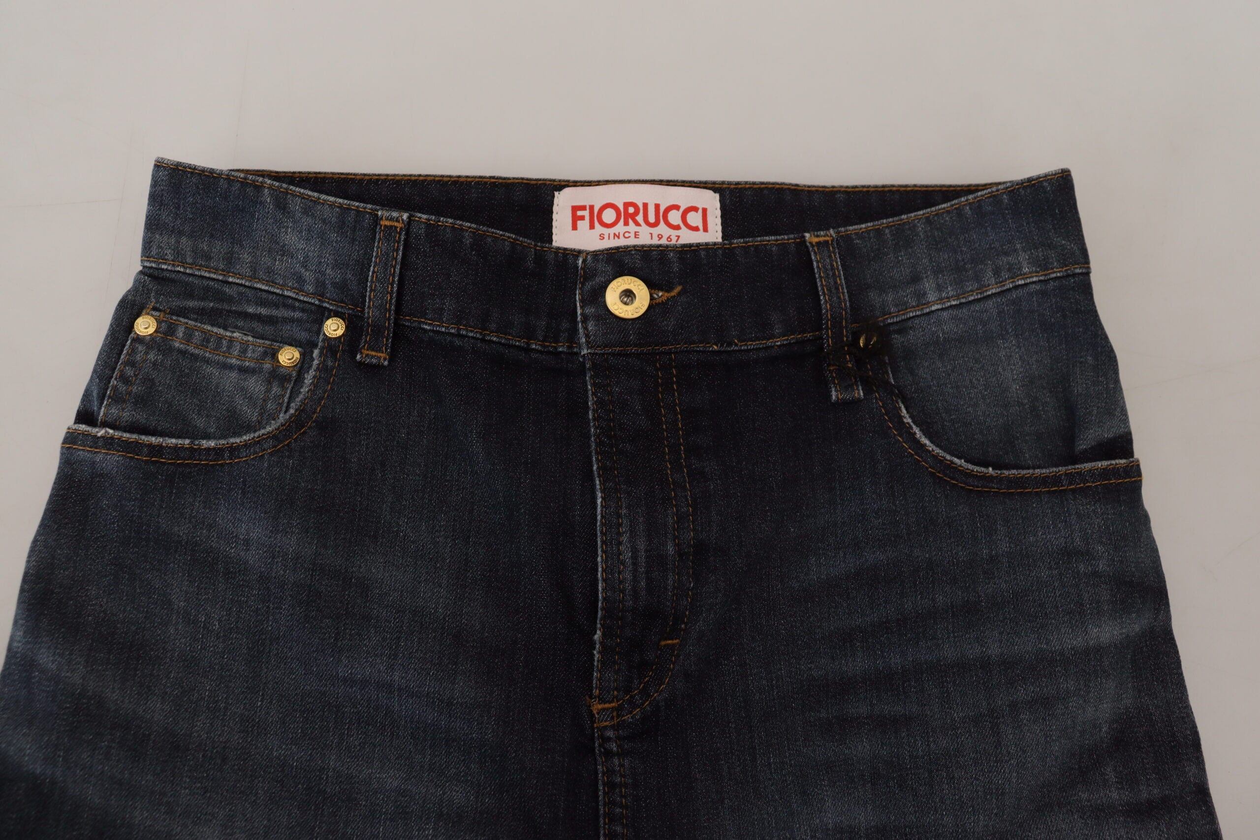 Fiorucci Dark Blue Washed Mid Waist Pencil Cut Denim Women's Skirt