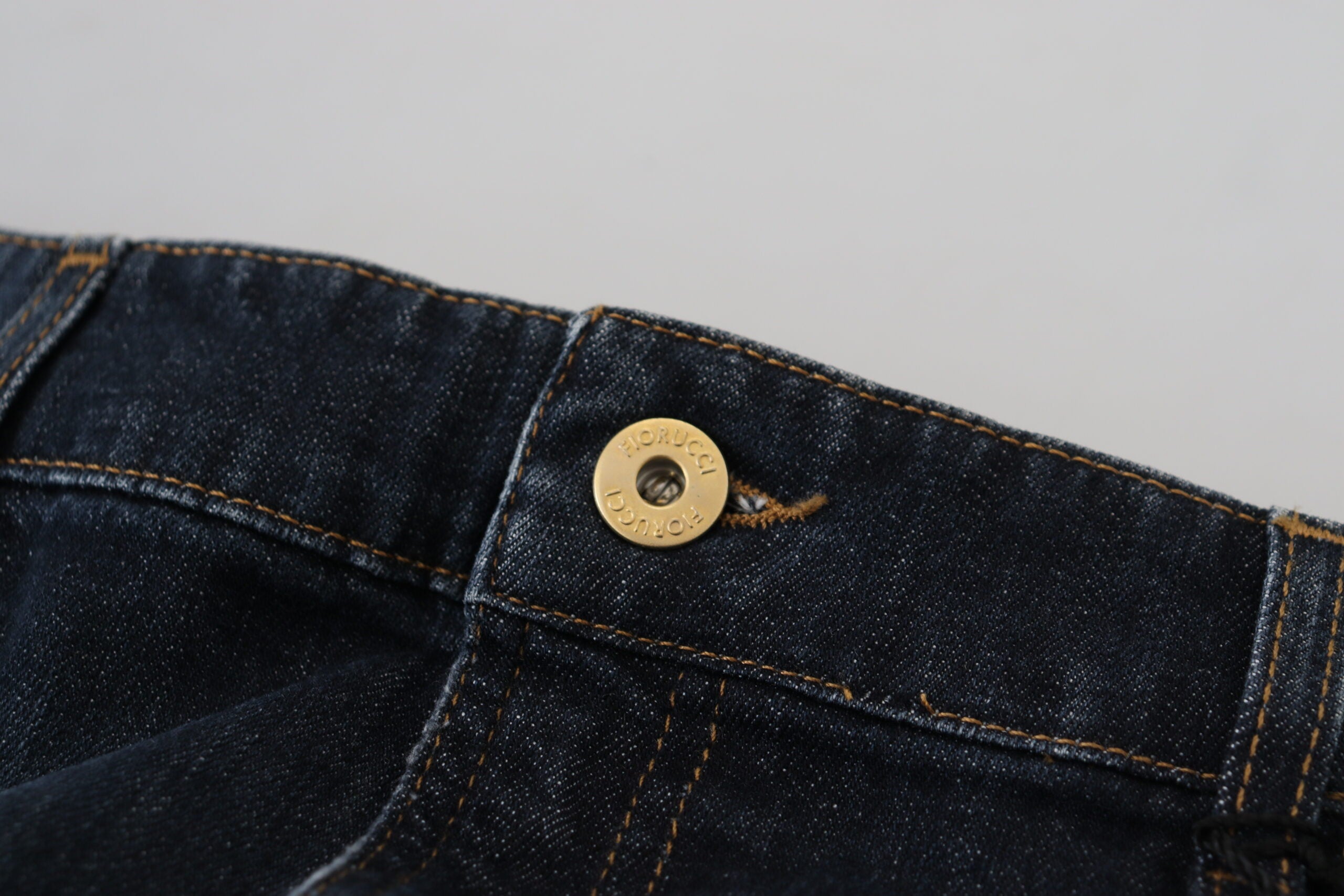 Fiorucci Dark Blue Washed Mid Waist Pencil Cut Denim Women's Skirt