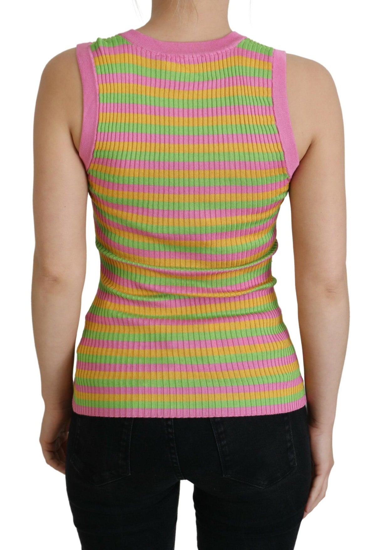 Dolce & Gabbana Multicolor Silk Vest Pullover Tank Women's Top