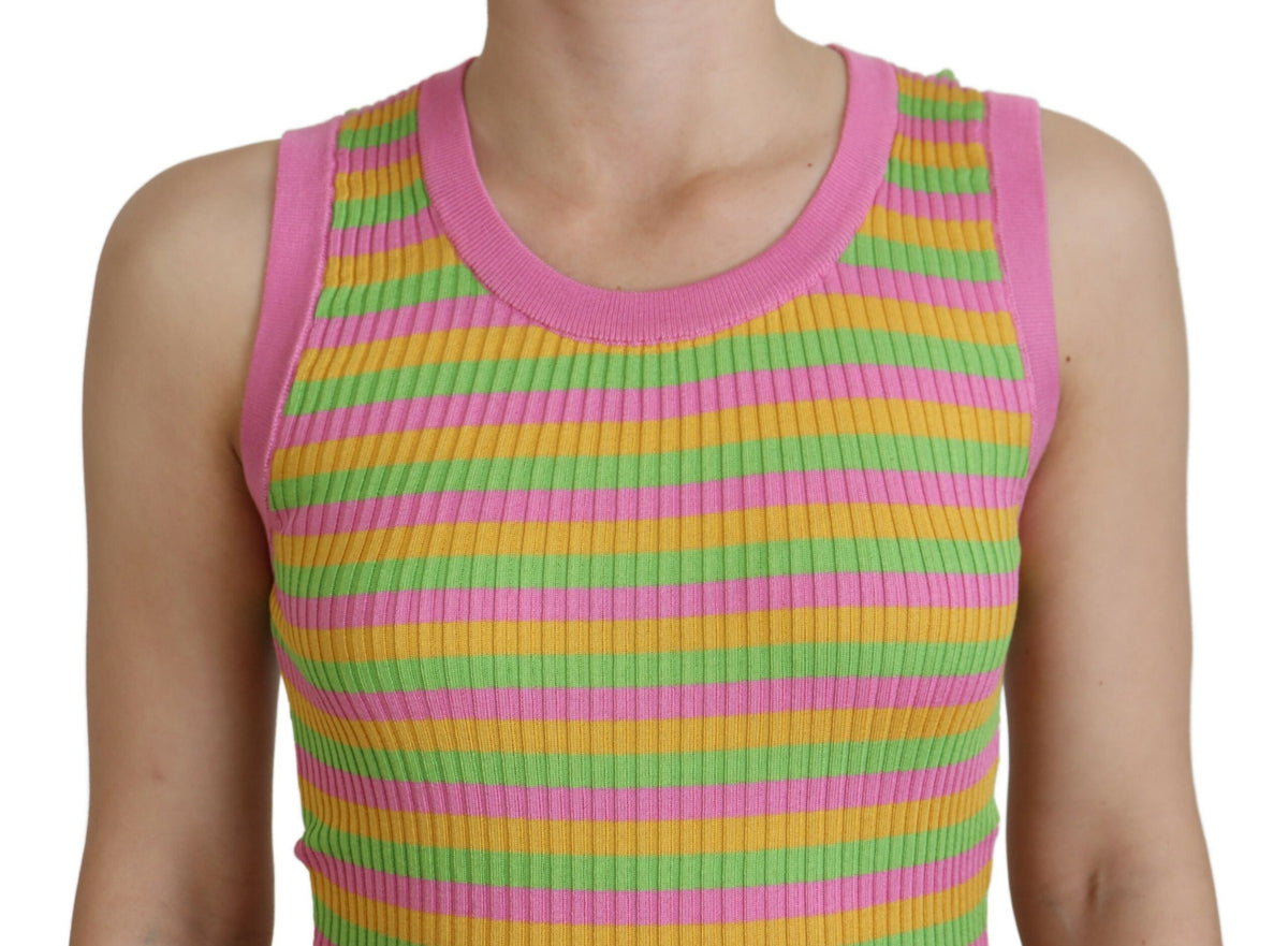 Dolce & Gabbana Multicolor Silk Vest Pullover Tank Women's Top