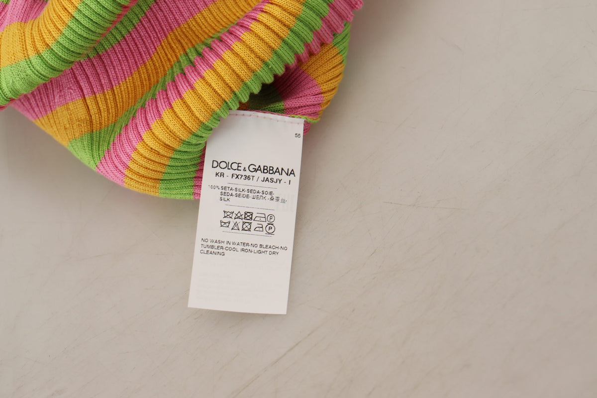 Dolce & Gabbana Multicolor Silk Vest Pullover Tank Women's Top