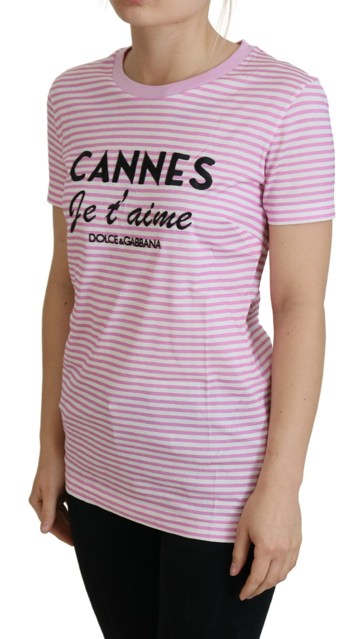 Dolce & Gabbana Exclusive Striped Love Affair Cotton Women's Tee