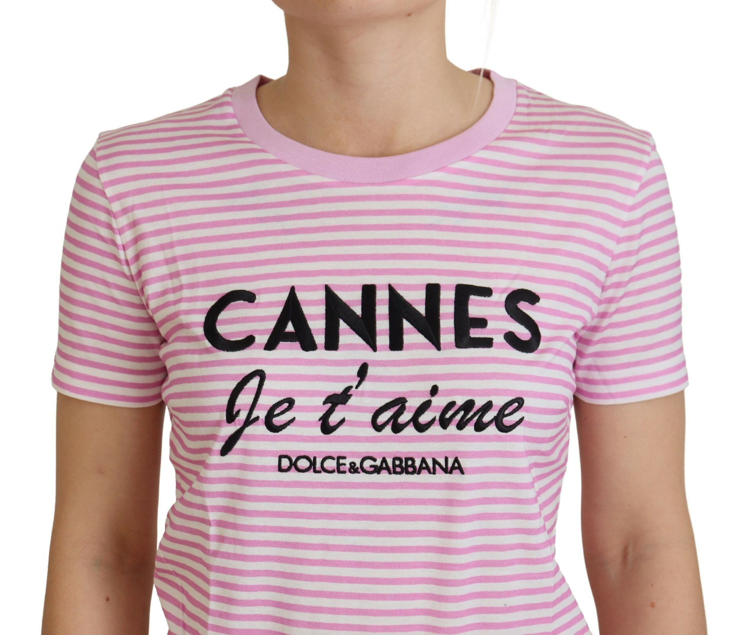 Dolce & Gabbana Exclusive Striped Love Affair Cotton Women's Tee