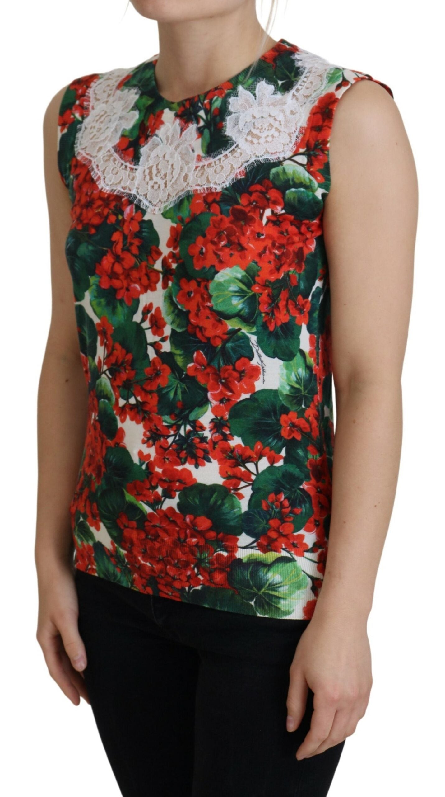 Dolce & Gabbana White Floral Wool Lace Vest Tank Women's Top