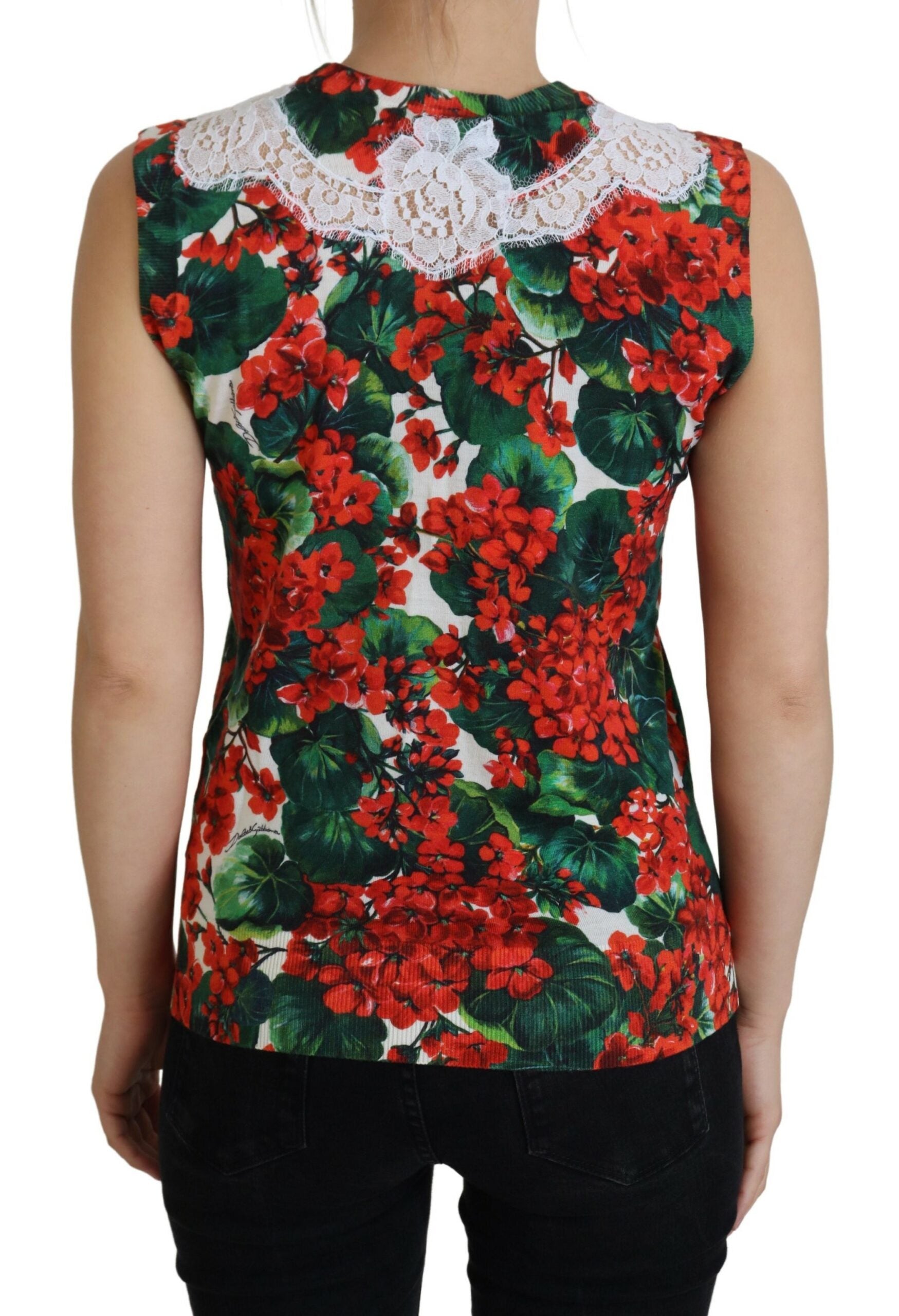 Dolce & Gabbana White Floral Wool Lace Vest Tank Women's Top