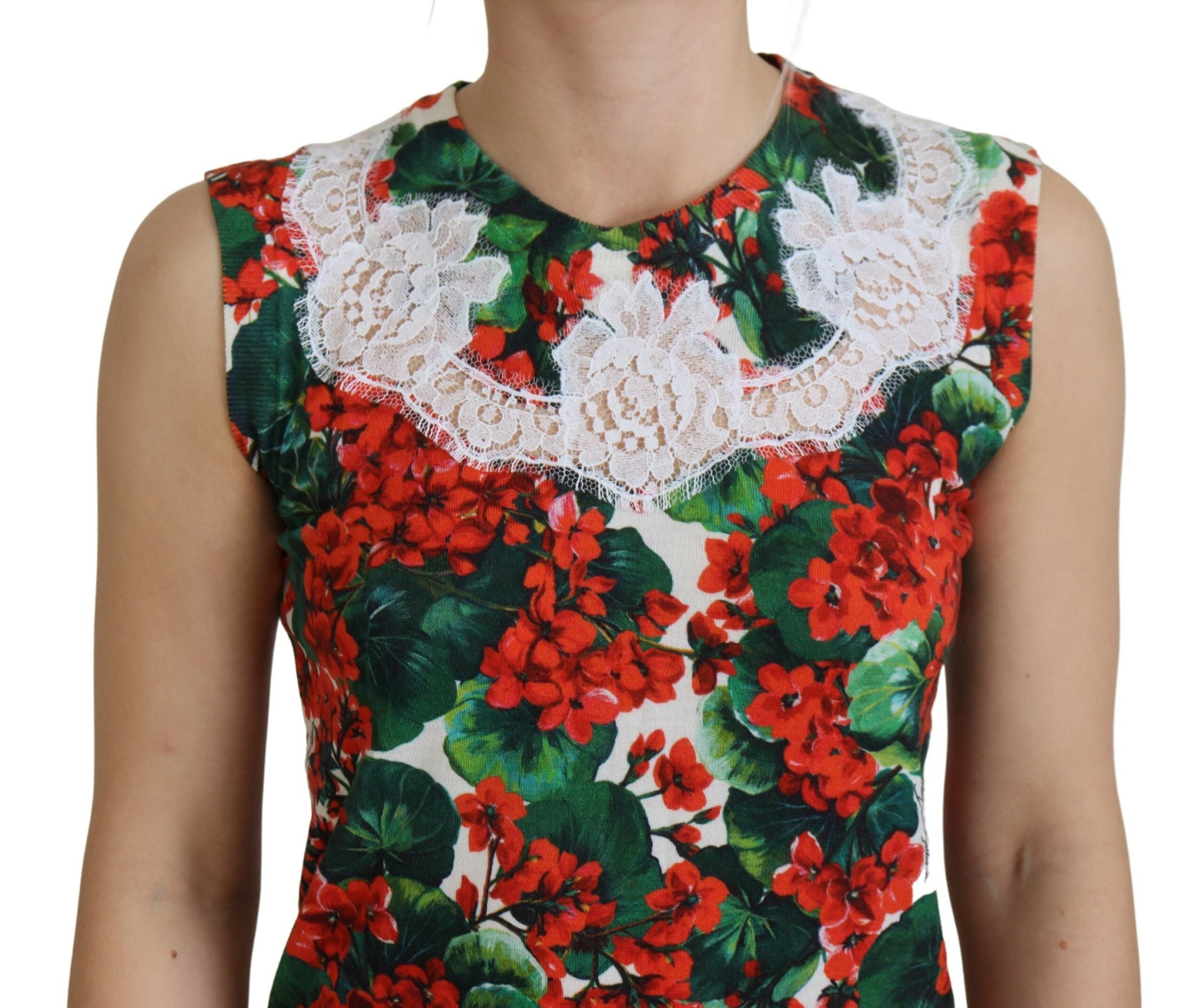 Dolce & Gabbana White Floral Wool Lace Vest Tank Women's Top