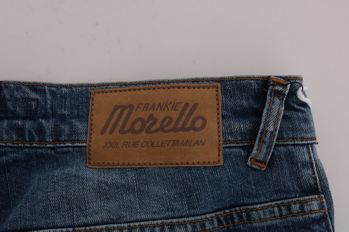 Frankie Morello Blue Wash Torn Dunfermile Slim Fit Men's Jeans