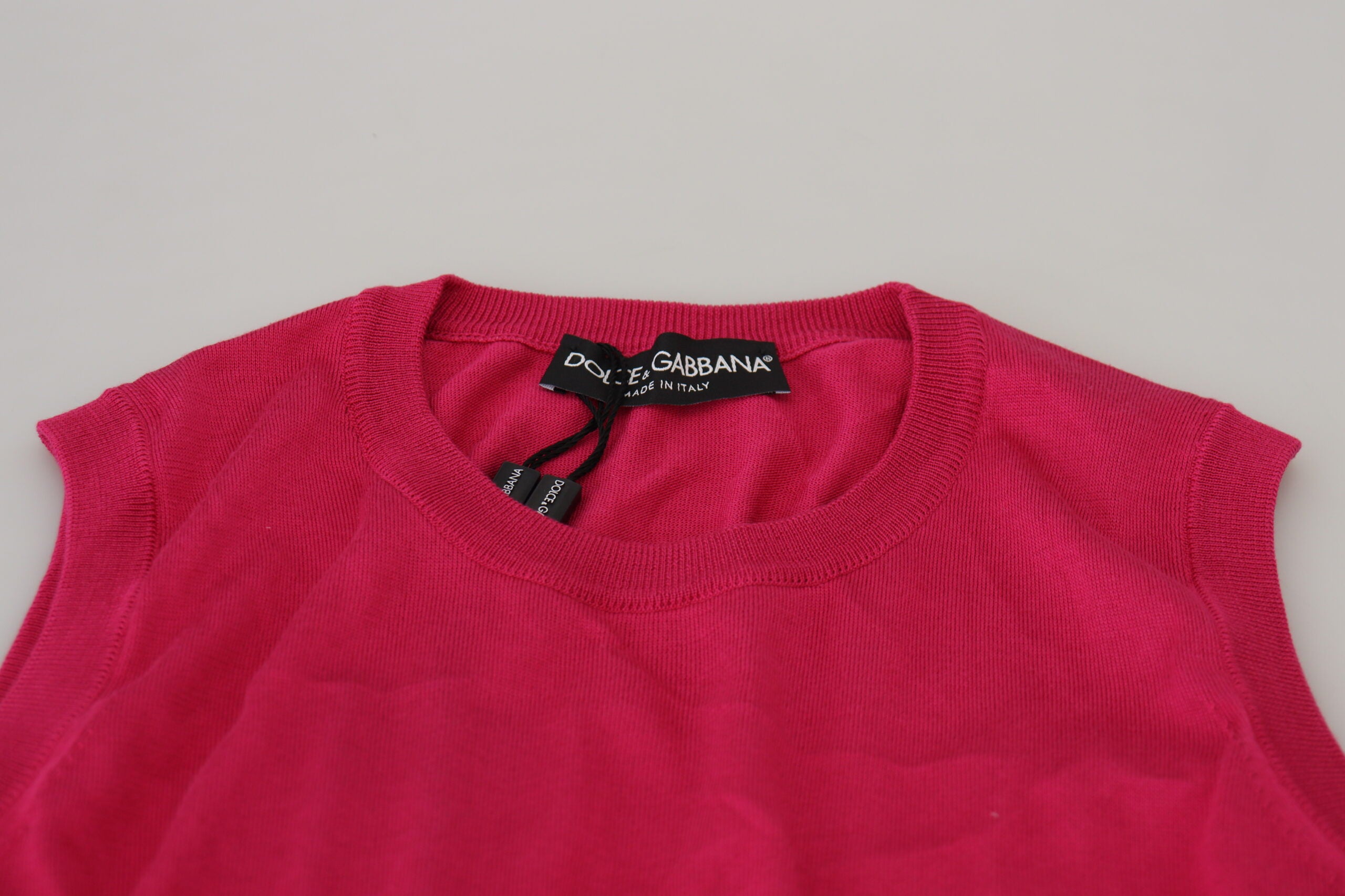 Dolce & Gabbana Pink Silk Vest Pullover Crewneck Tank Women's Top