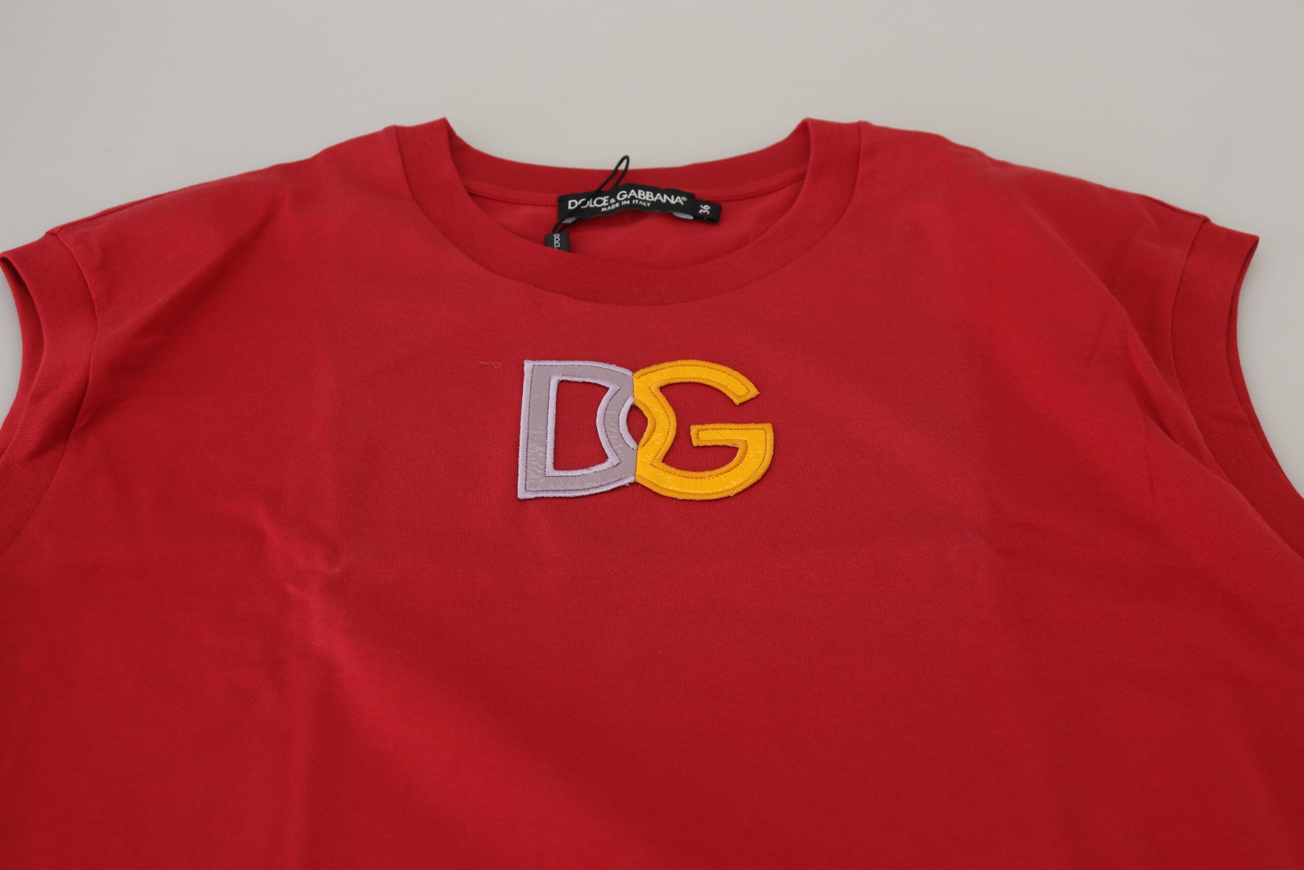 Dolce & Gabbana Red Cotton DG Logo Tank Top Women's T-shirt
