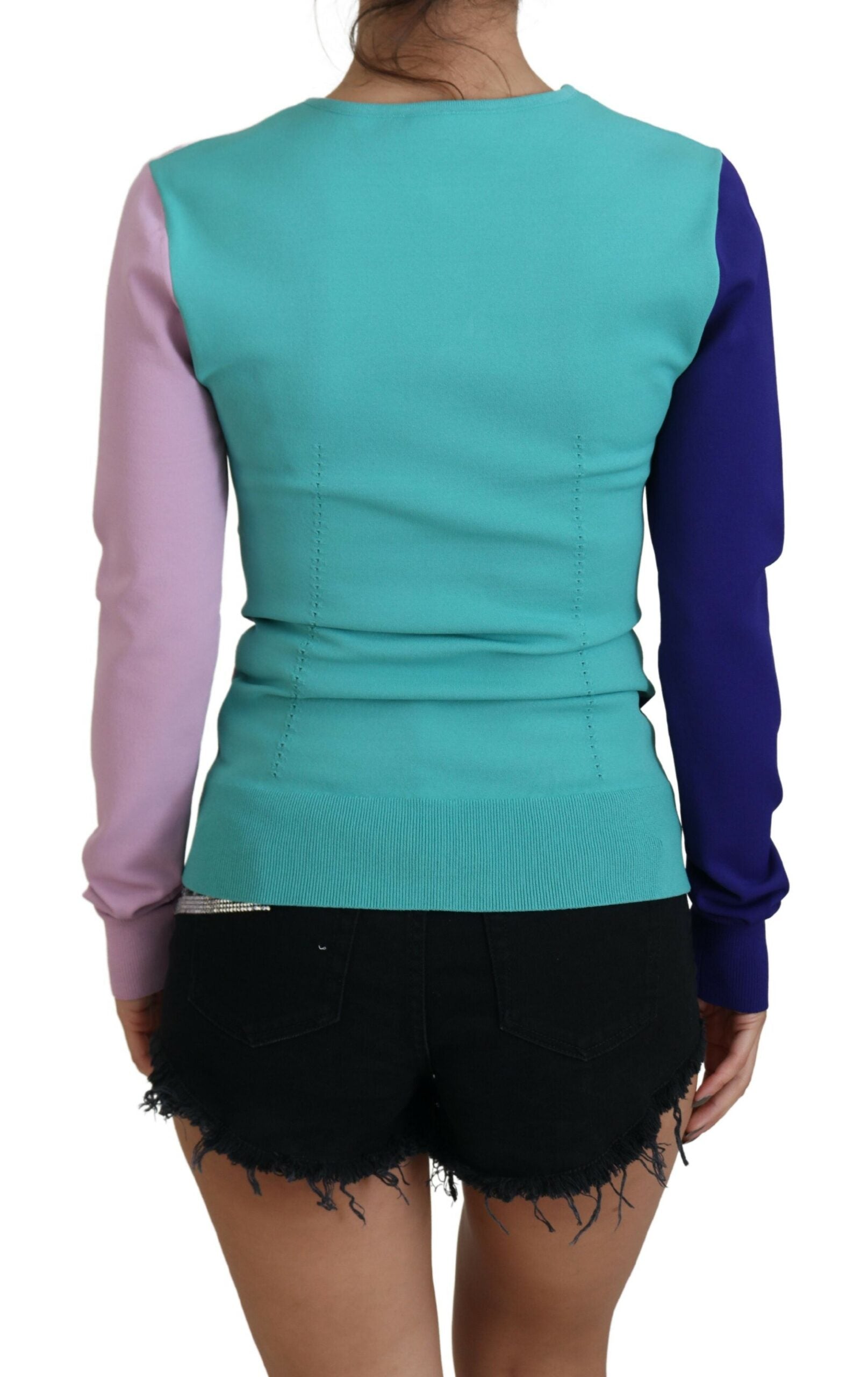 Dolce & Gabbana Multicolor V-neck Viscose Long Sleeves Women's Sweater