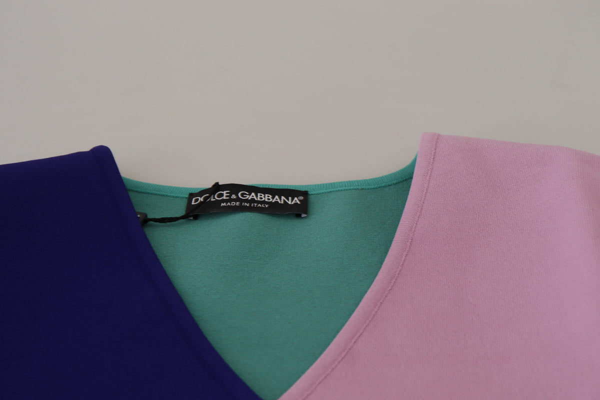 Dolce & Gabbana Multicolor V-neck Viscose Long Sleeves Women's Sweater