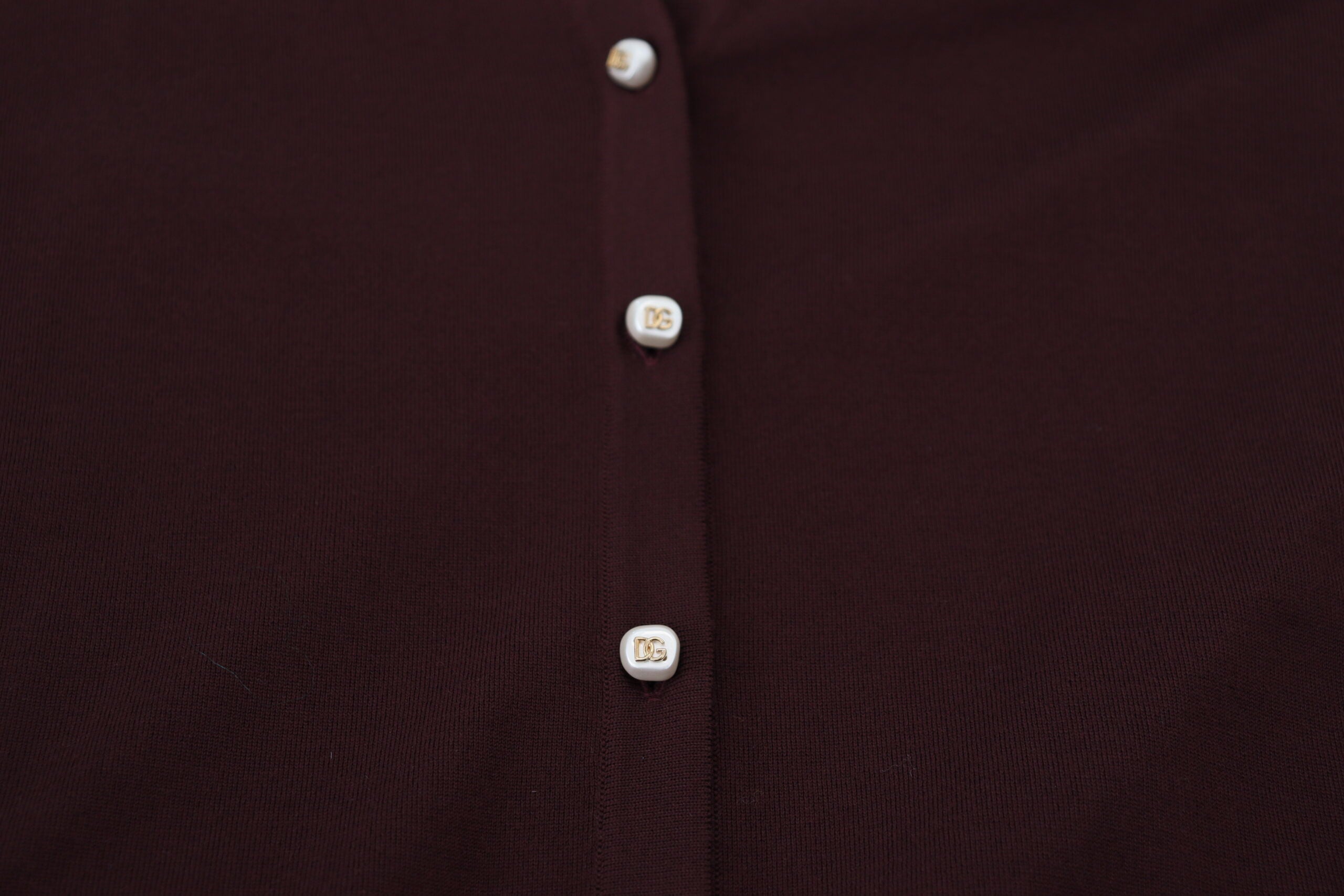 Dolce & Gabbana Chic Maroon V-Neck Wool Women's Cardigan