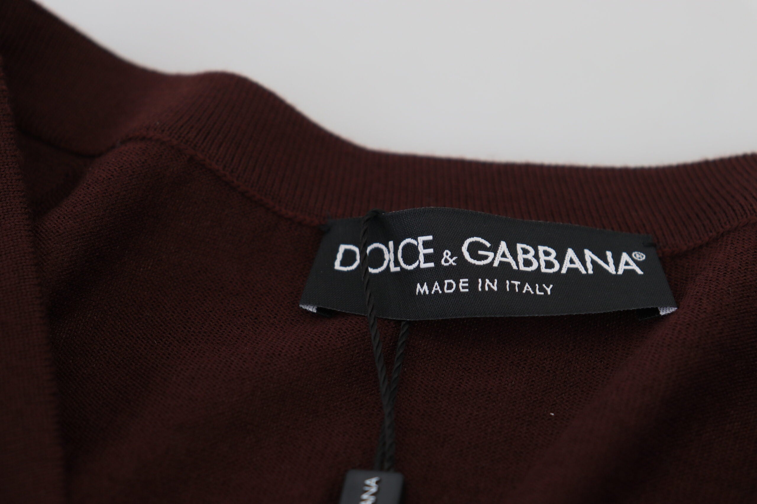 Dolce & Gabbana Chic Maroon V-Neck Wool Women's Cardigan