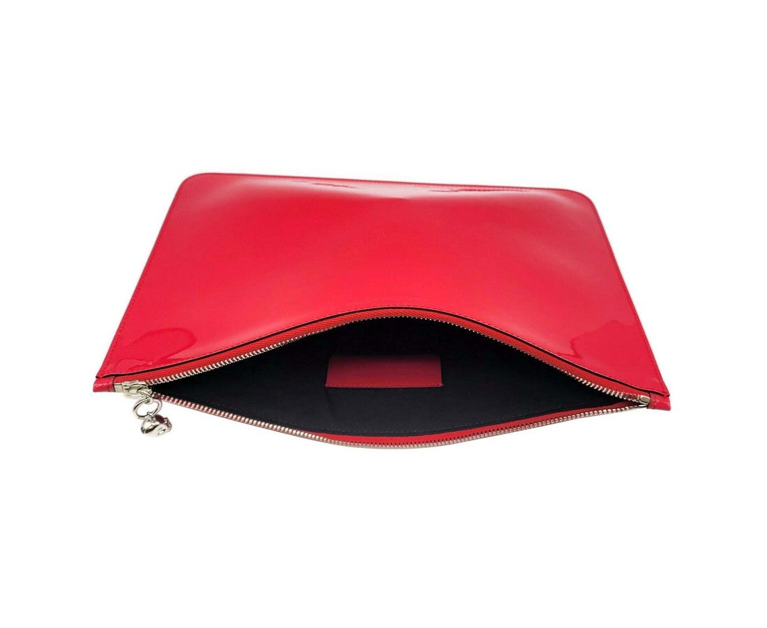 Alexander McQueen Women's Hot Pink Patent Leather Skull Large Pouch