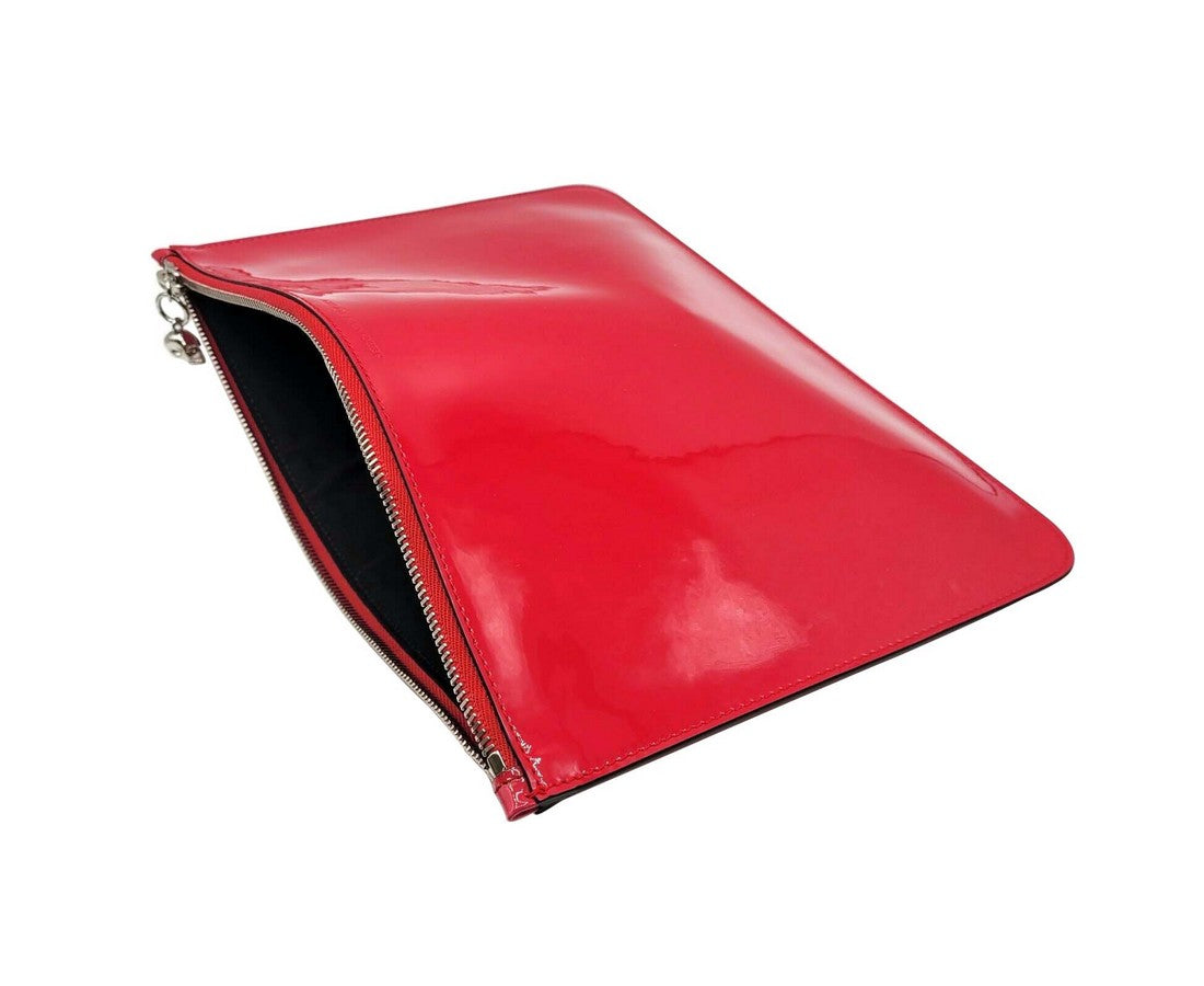 Alexander McQueen Women's Hot Pink Patent Leather Skull Large Pouch