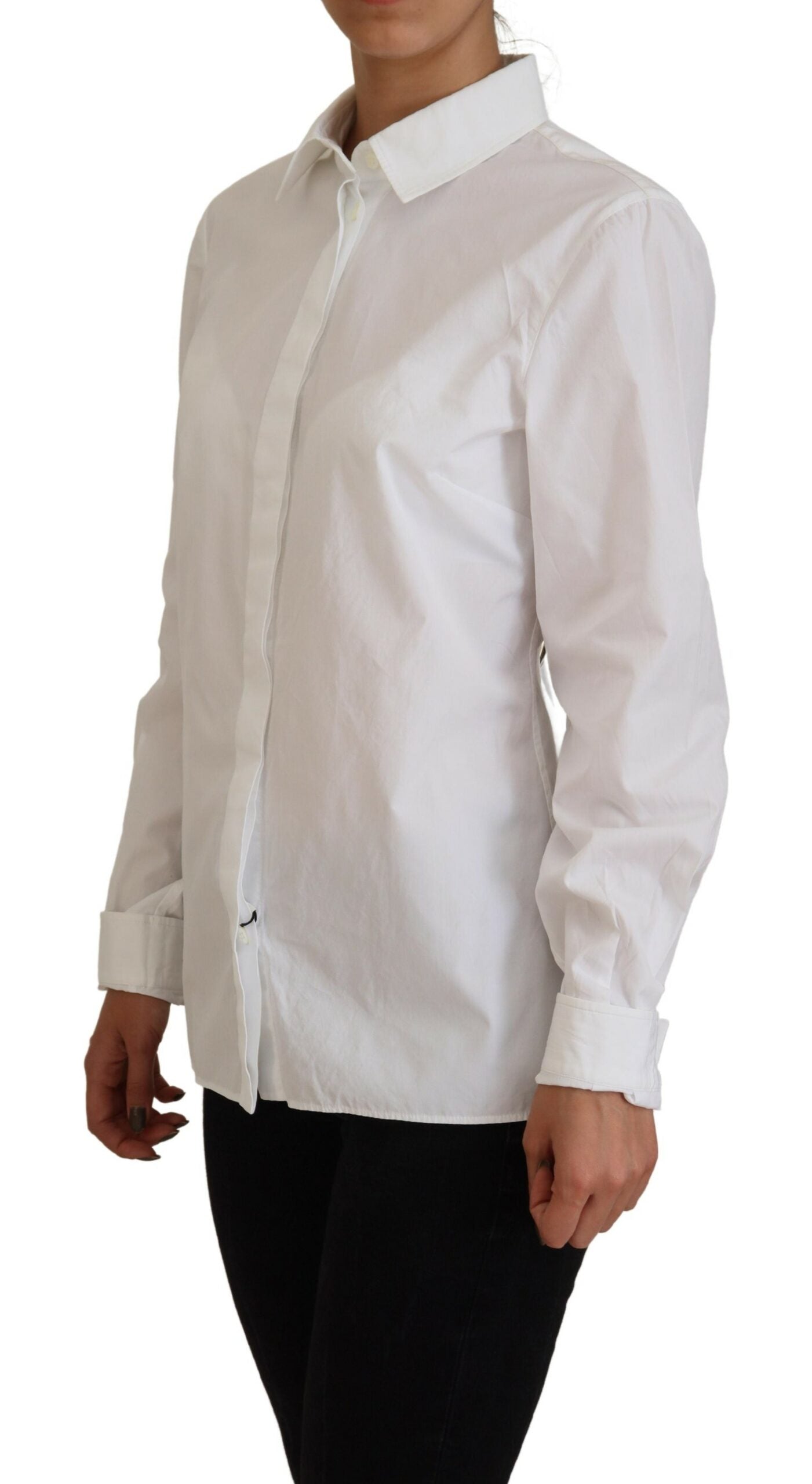 Dolce & Gabbana Elegant White Cotton Button-Up Women's Top