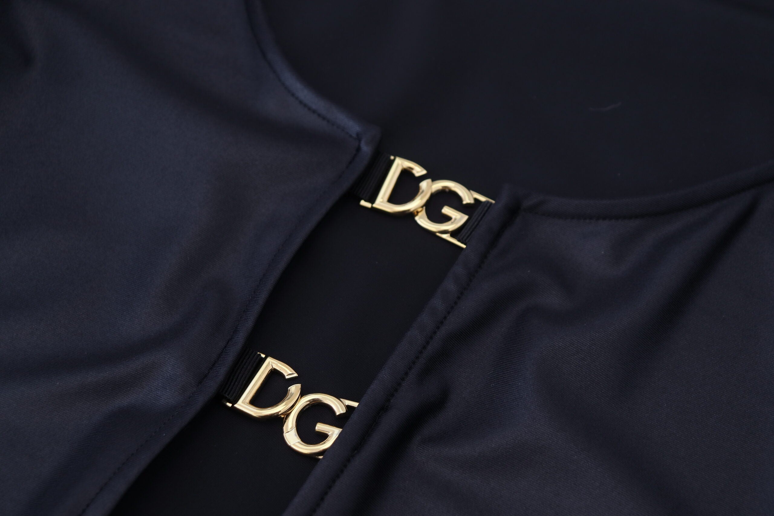 Dolce & Gabbana Black Cotton Stretch Open Chest 3/4 Sleeve Women's Top