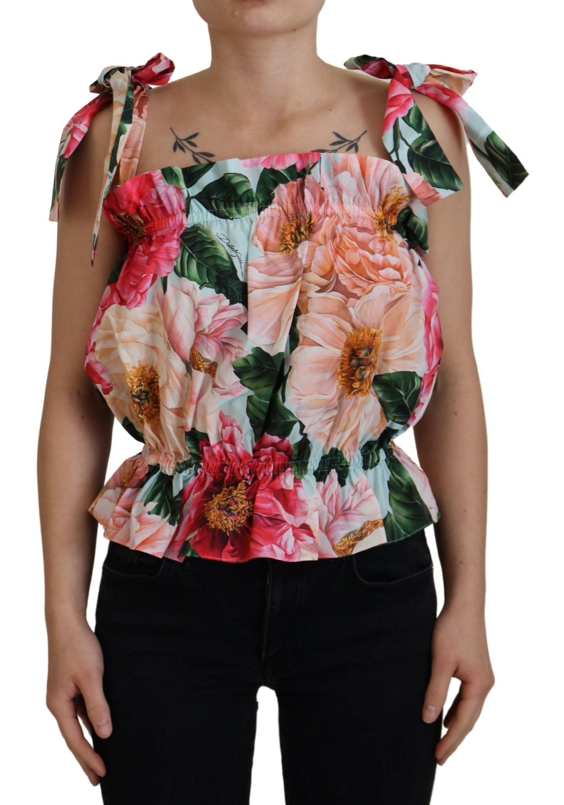 Dolce & Gabbana Elegant Floral Print Sleeveless Tank Women's Top